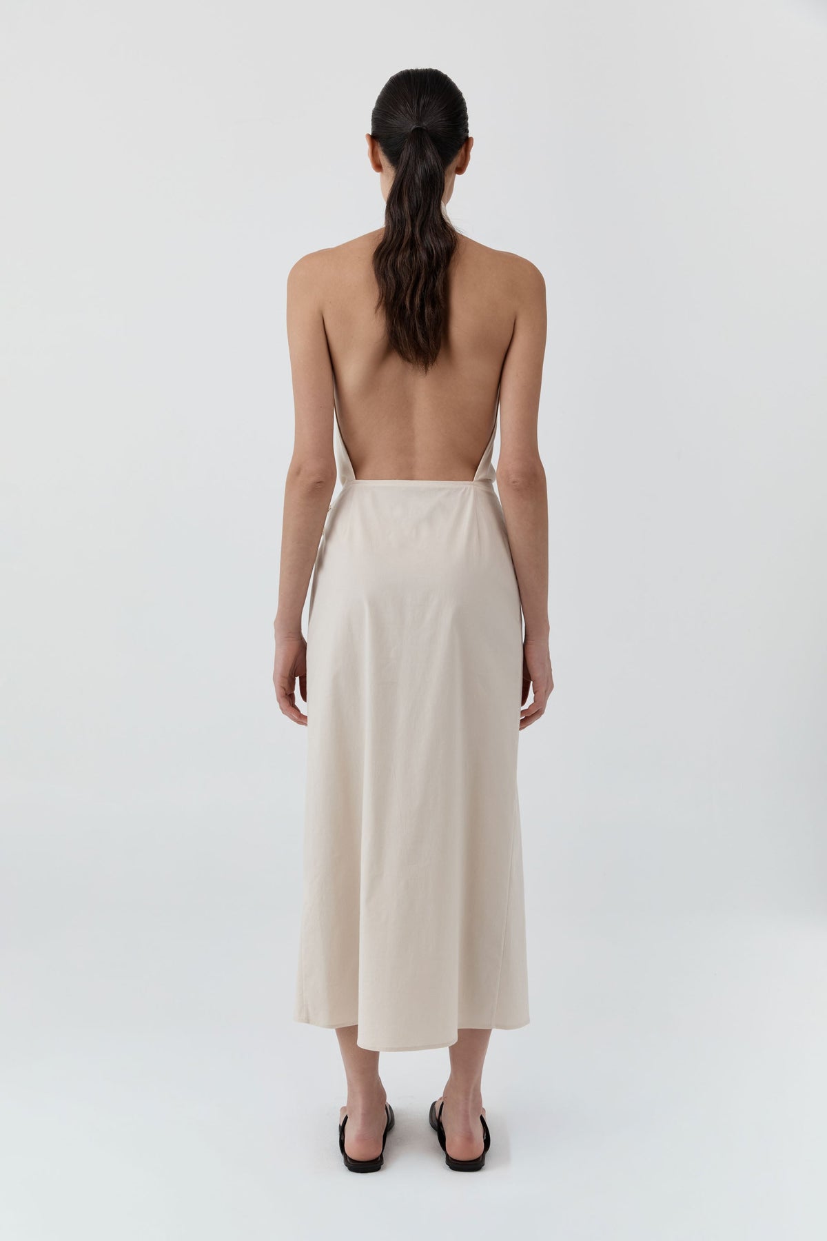 Halter Wrap Backless Dress - Porcelain