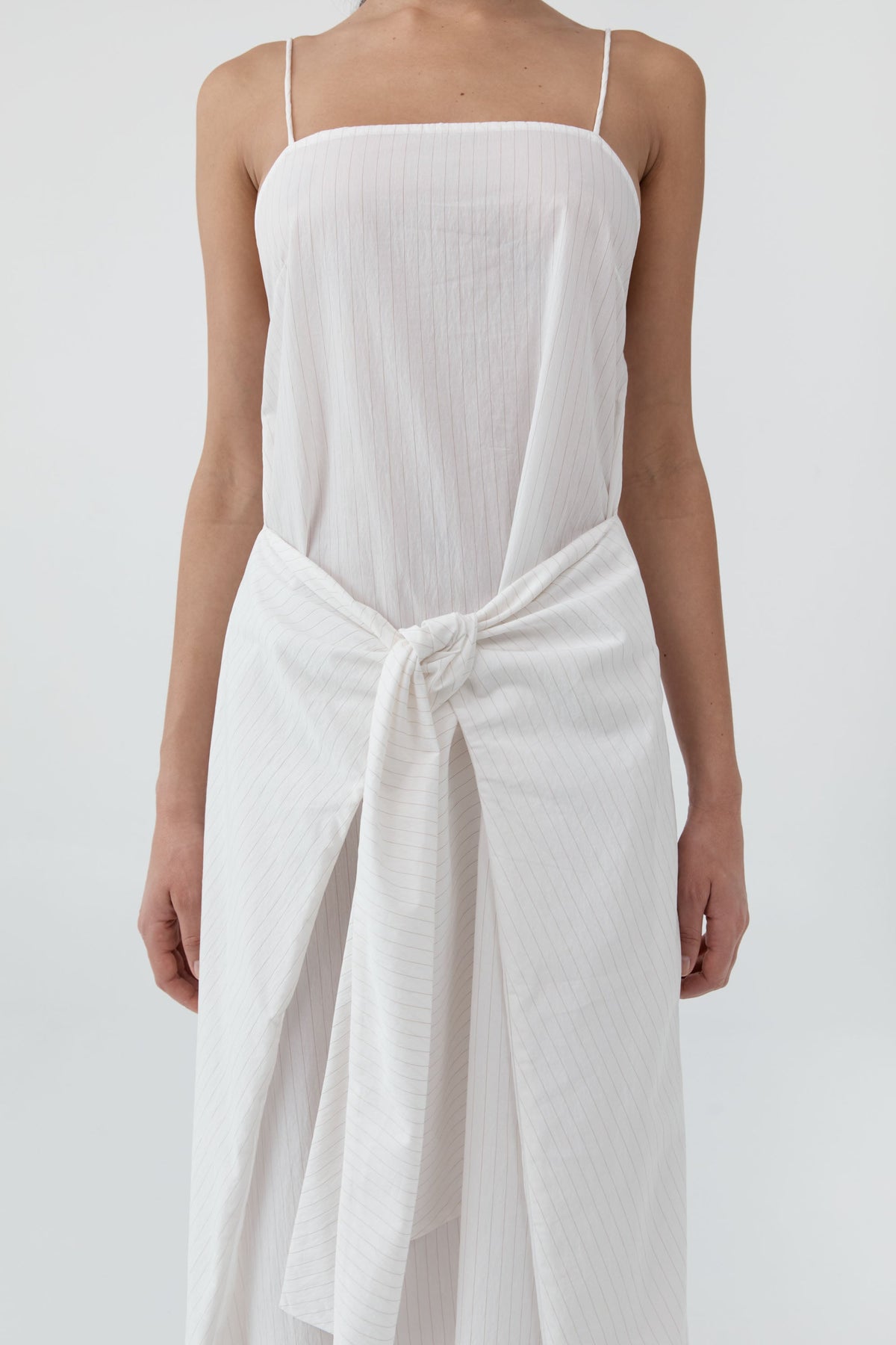 Pinstripe Relaxed Cocoon Dress - White