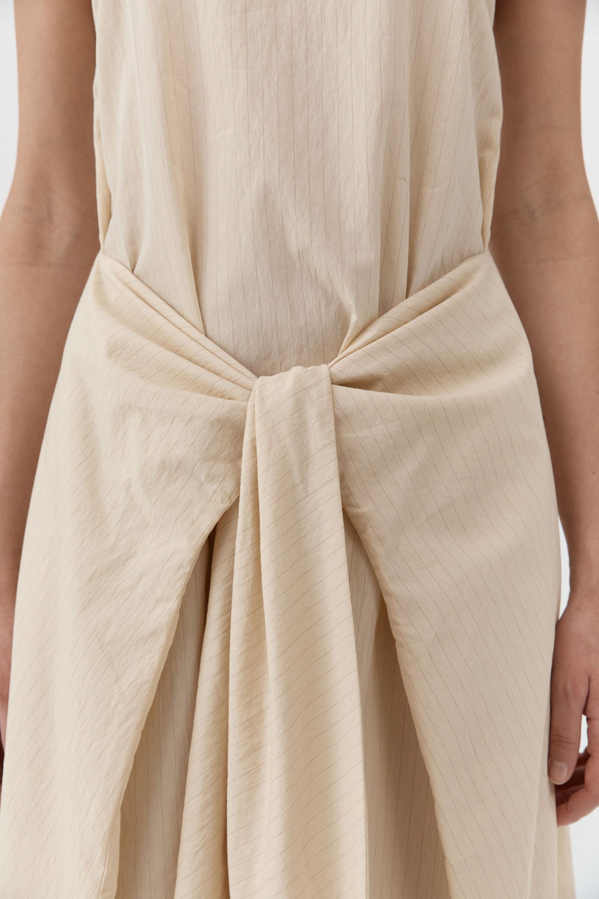 Pinstripe Relaxed Cocoon Dress - Straw