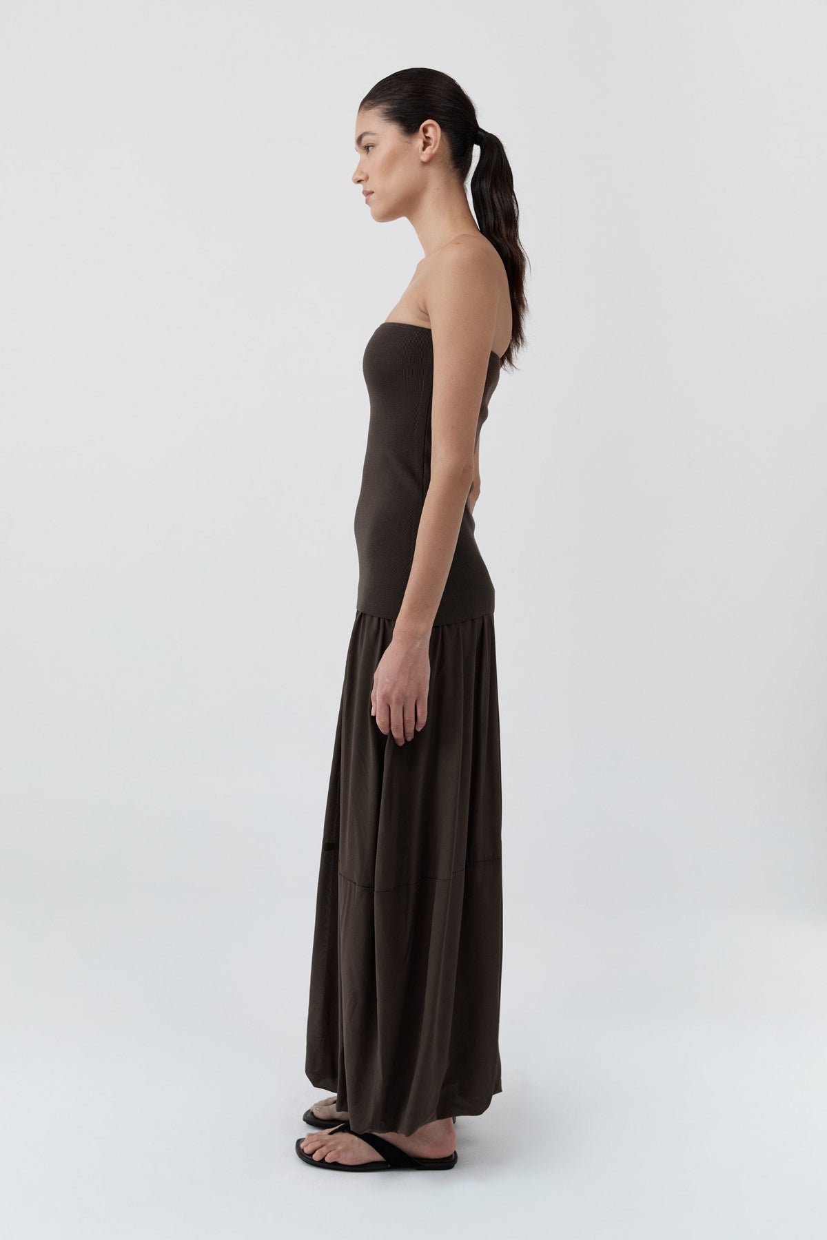Strapless Balloon Hem Dress - Cedar