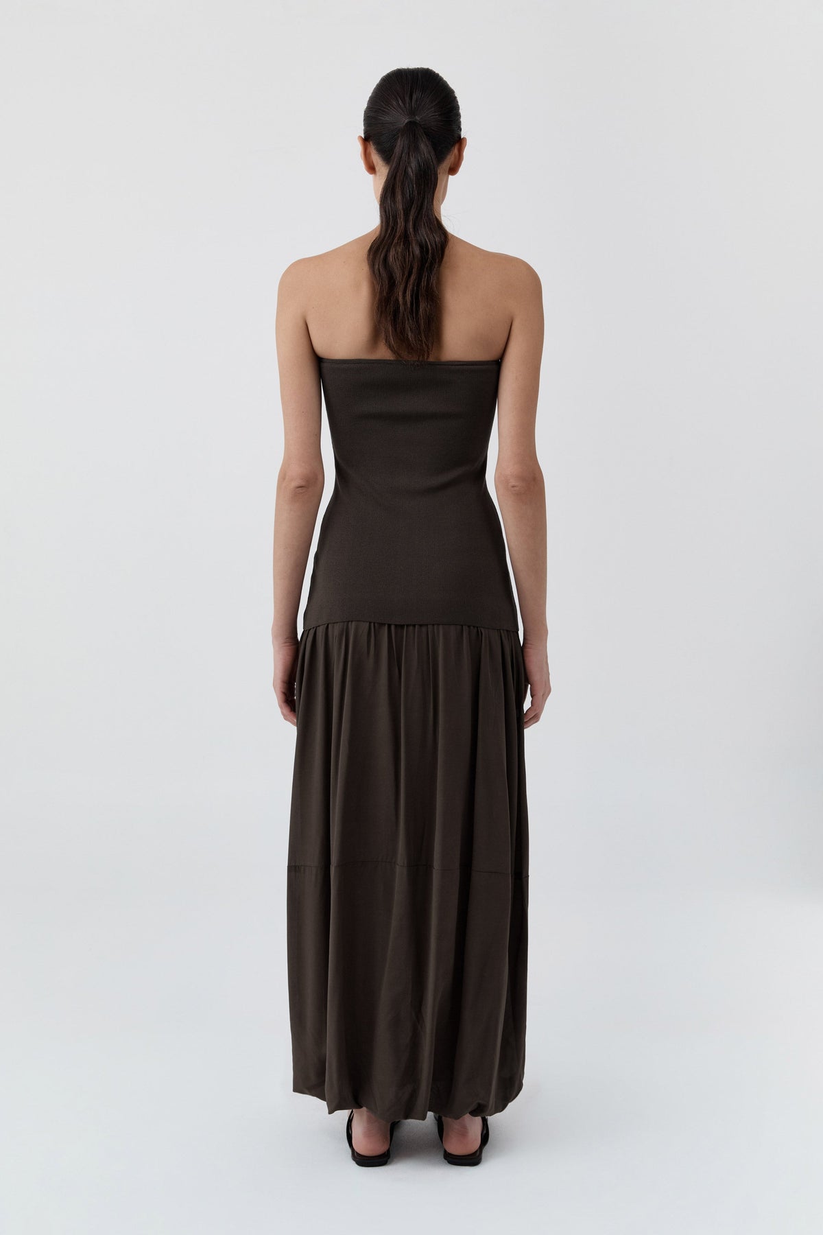 Strapless Balloon Hem Dress - Cedar