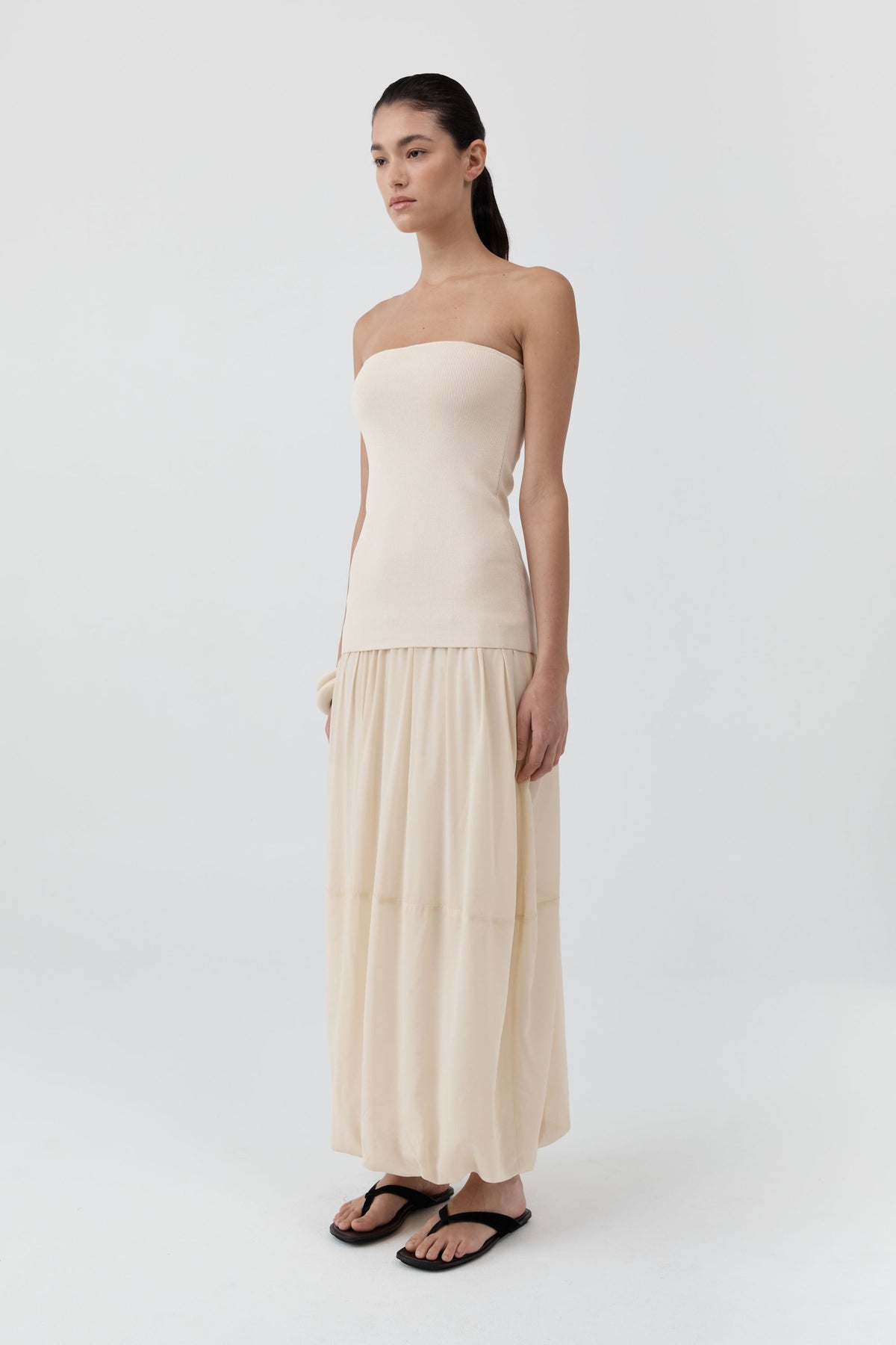 Strapless Balloon Hem Dress - Porcelain