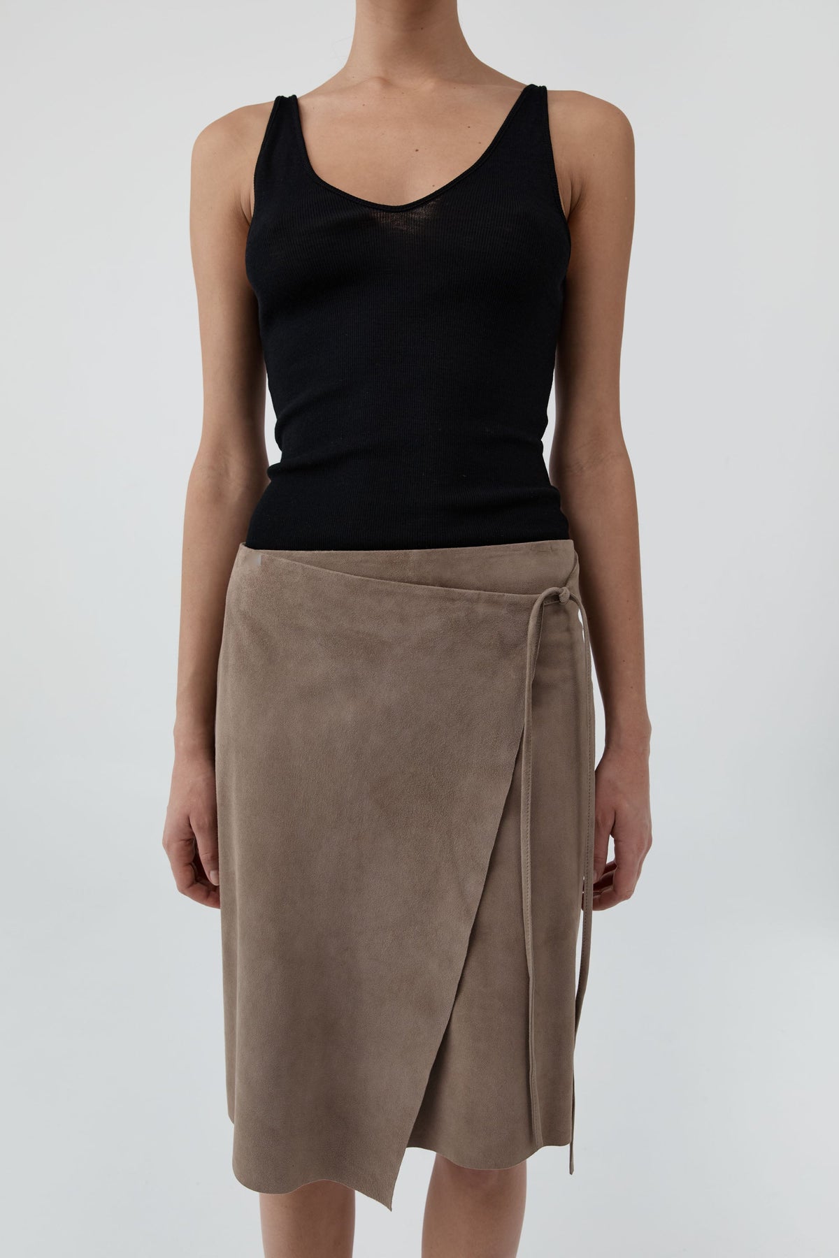 Suede Everyday Wrap Skirt - Earth