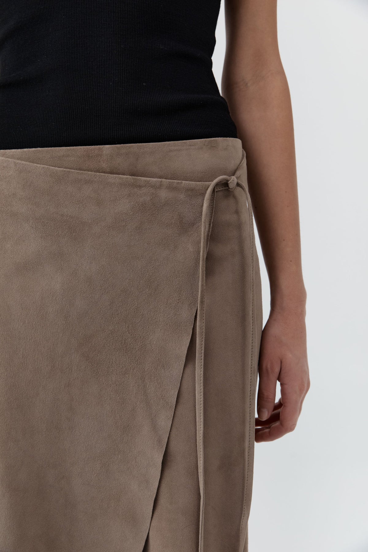 Suede Everyday Wrap Skirt - Earth