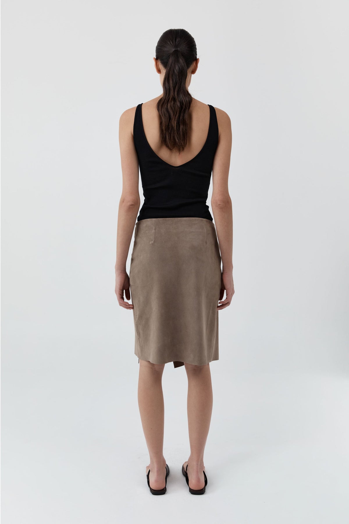 Suede Everyday Wrap Skirt - Earth