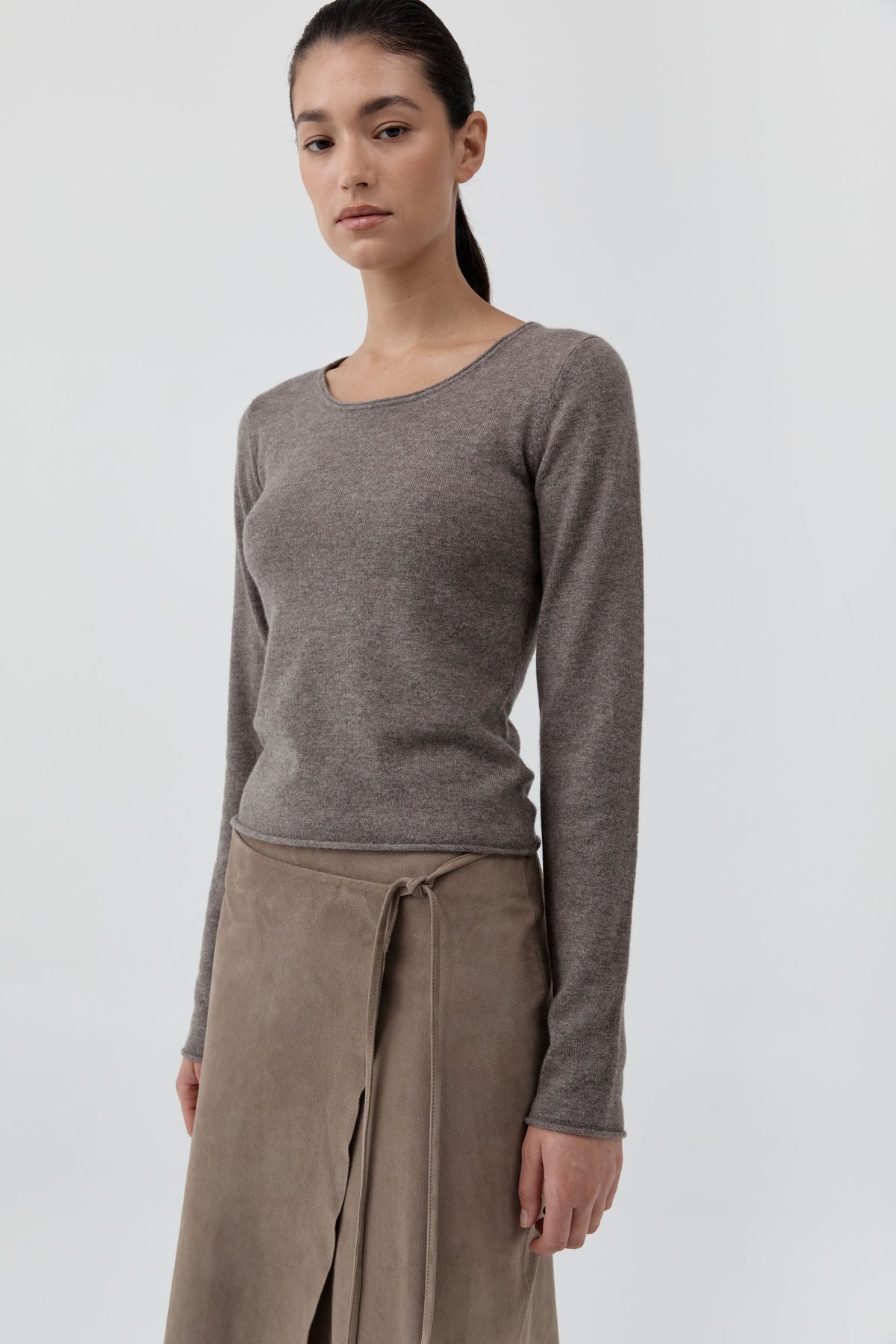 Fine Merino Wool Long Sleeve Top - Vapor