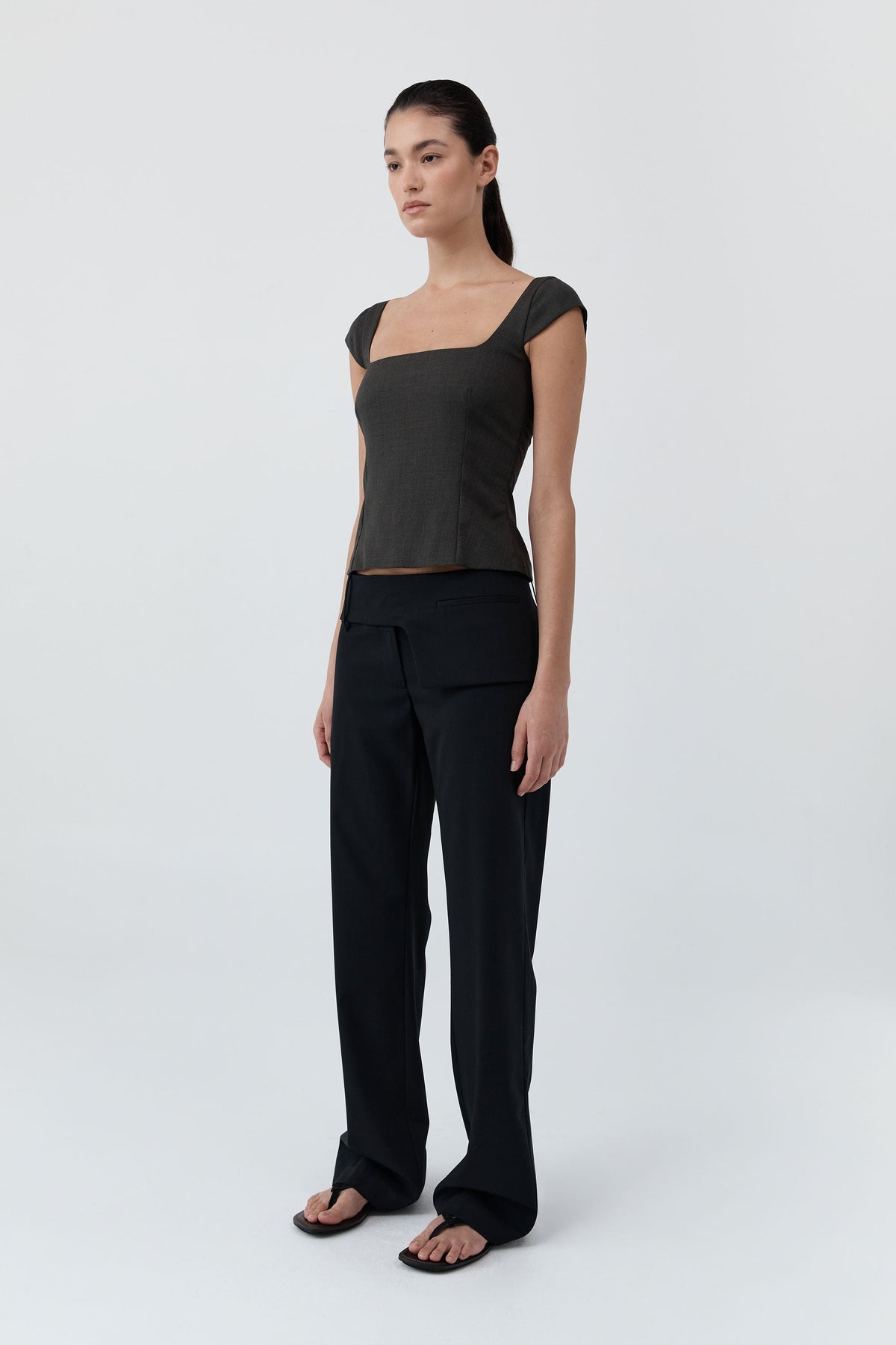 Wool Cap Sleeve Top - Umber