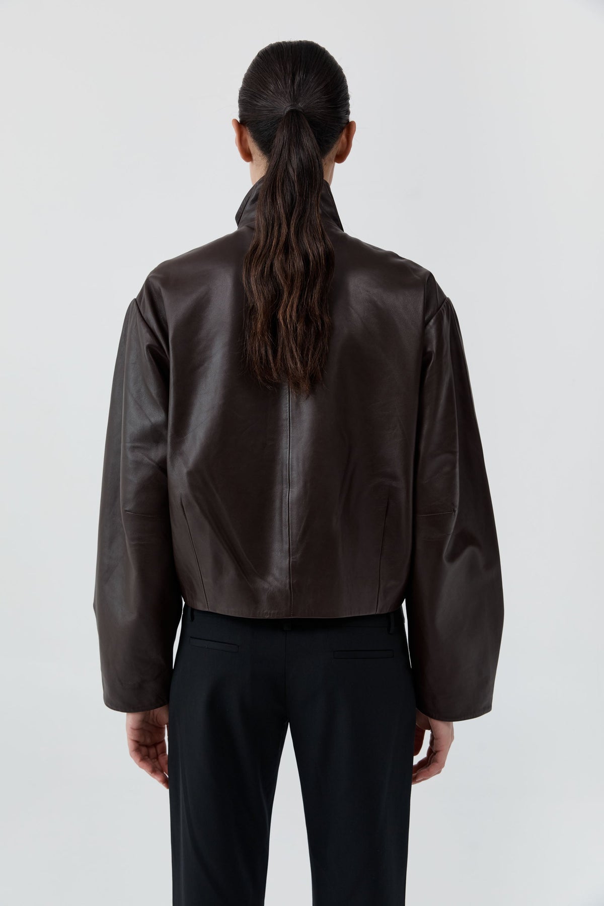 Cocoon Zip Leather Jacket - Chocolate