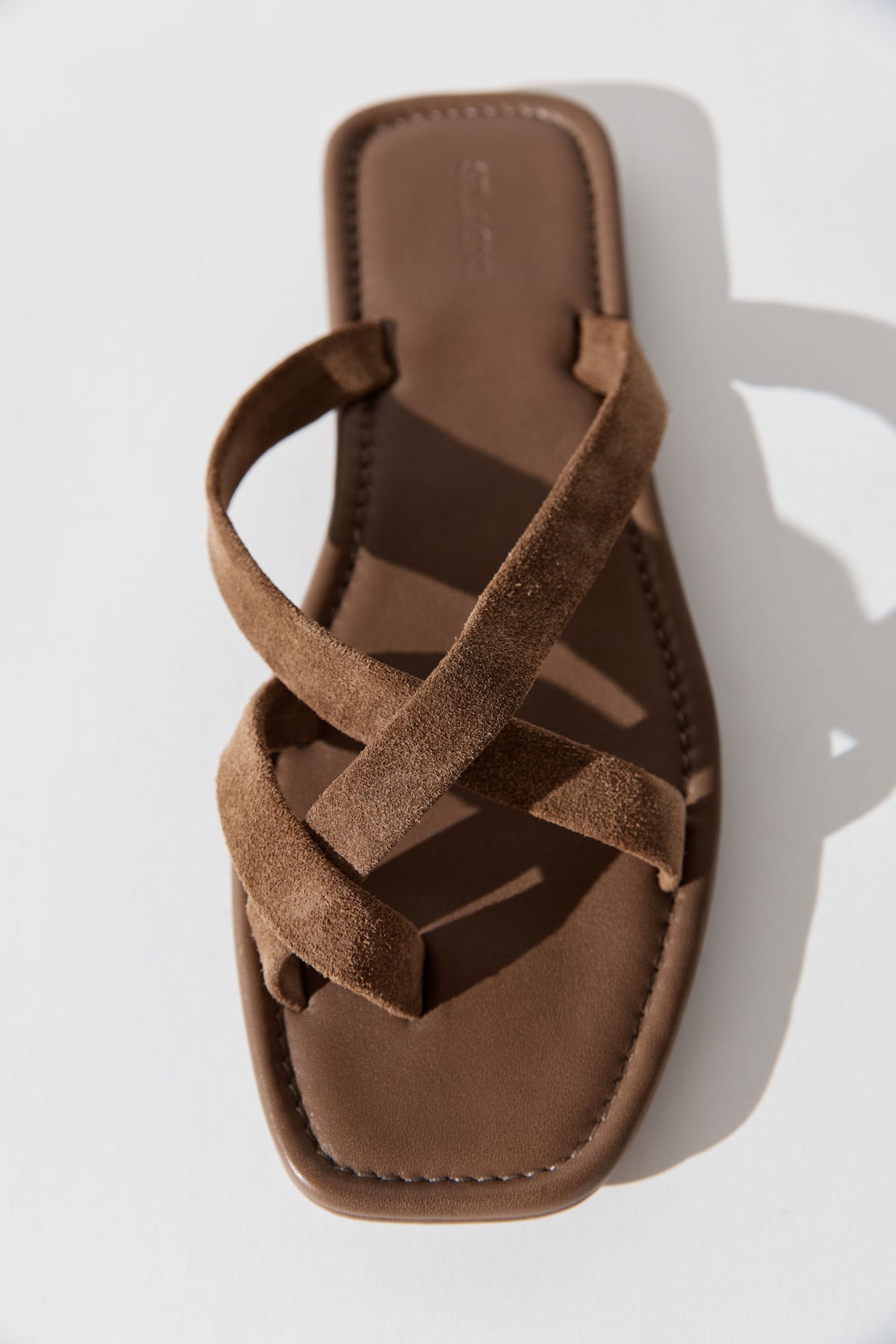 Suede Soft Strap Slide - Toffee
