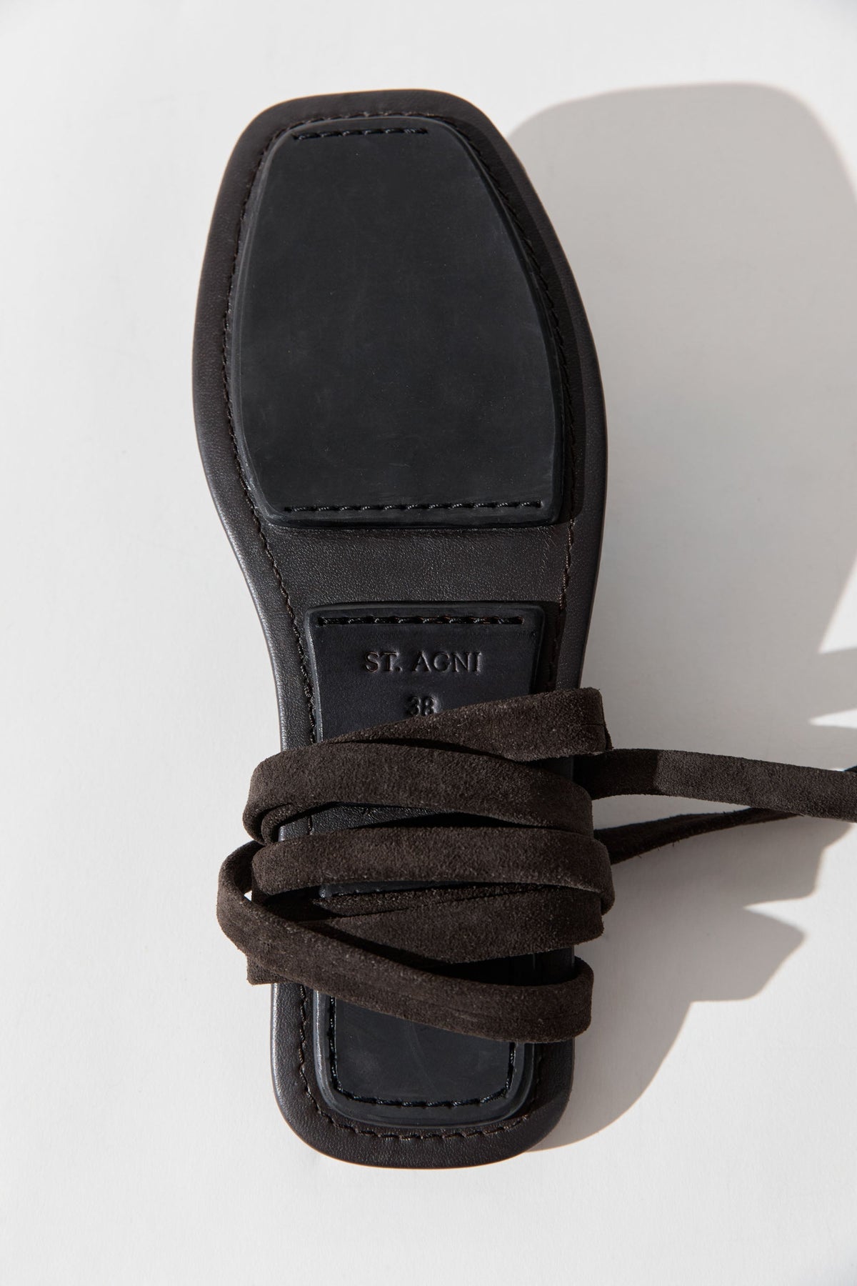 Suede Tie Up Sandal - Coffee