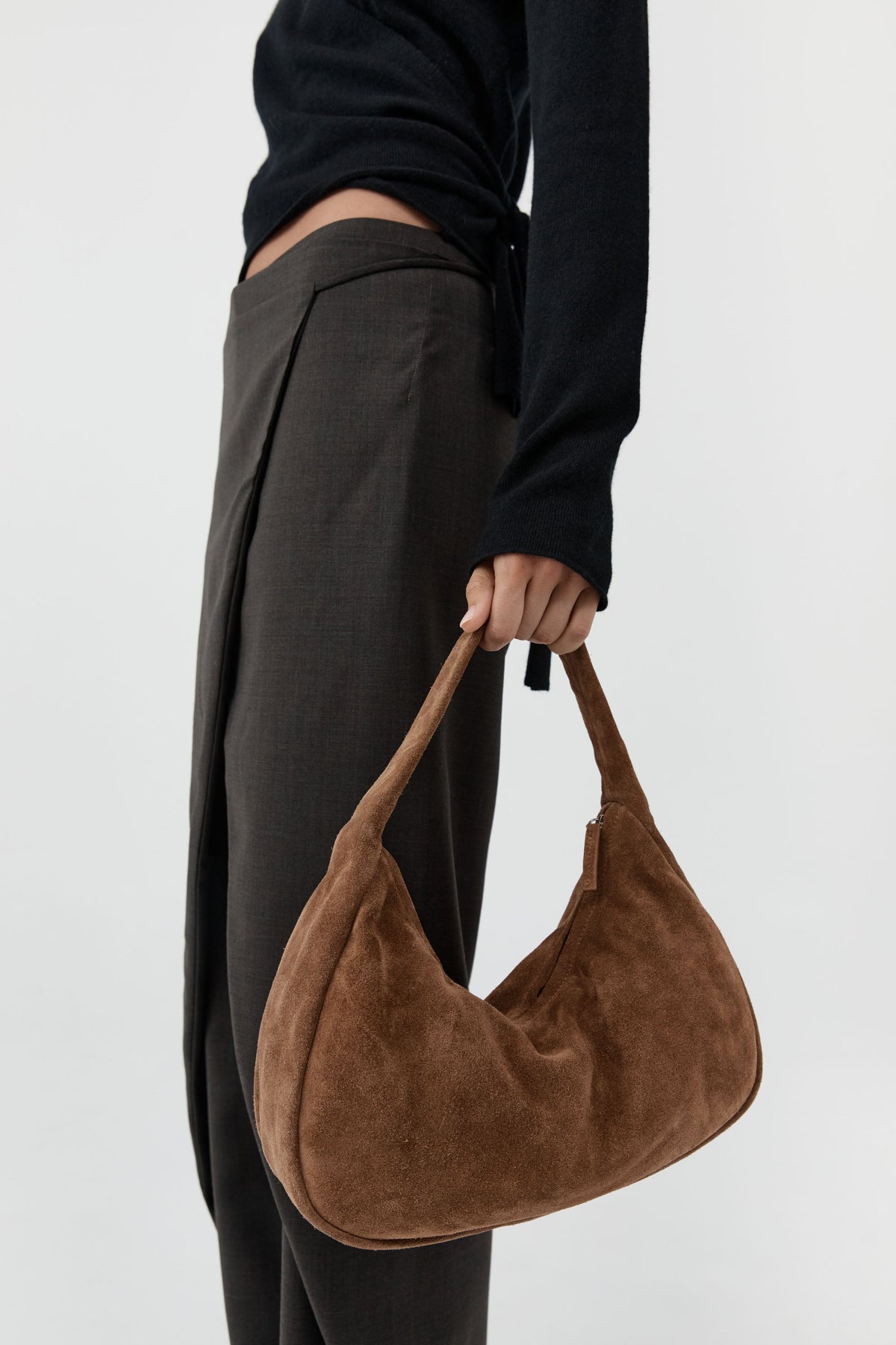 Suede Large Bon Bon Bag - Toffee
