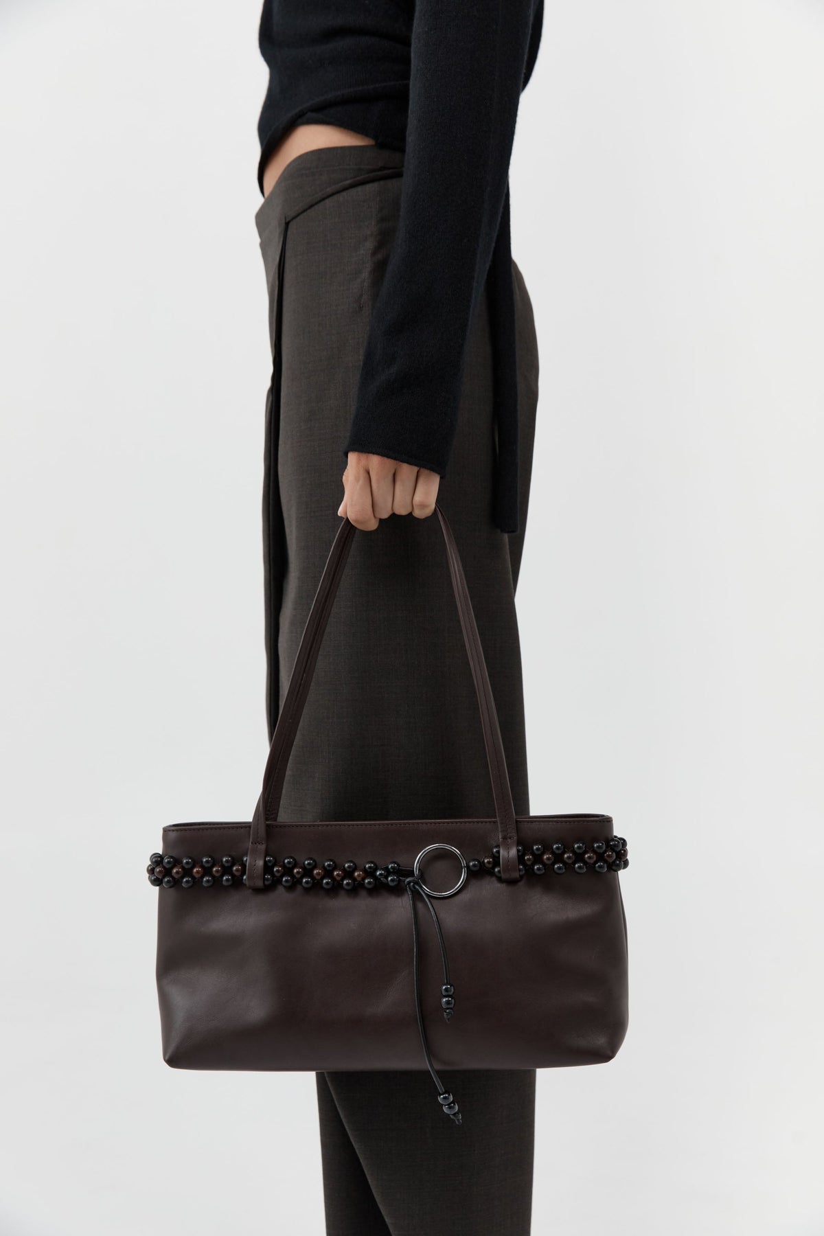 Bead Belt Detail Bag - Coffee