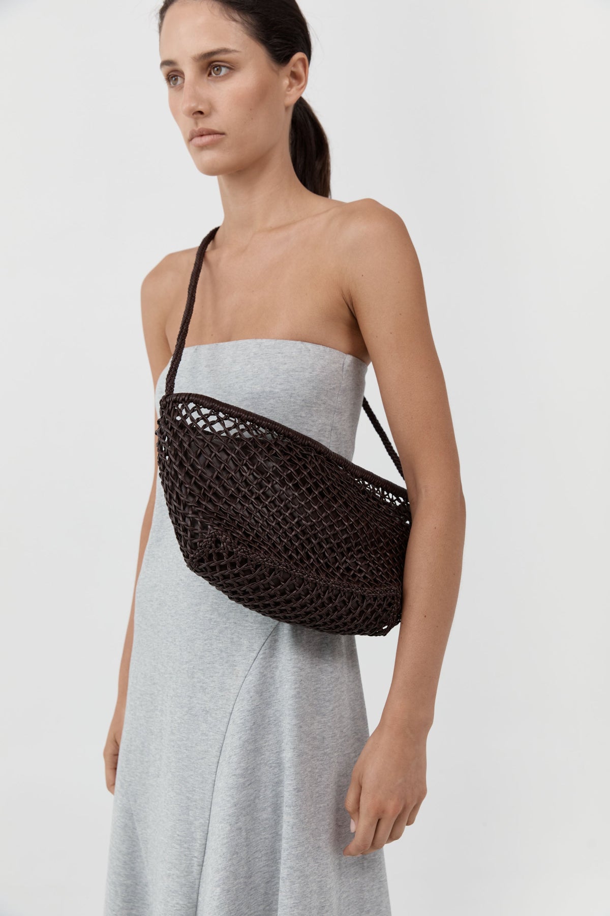 Mesh Crescent Bag - Coffee