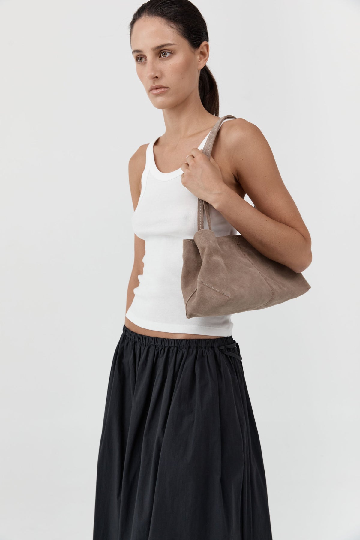 Suede Origami Tote - Almond