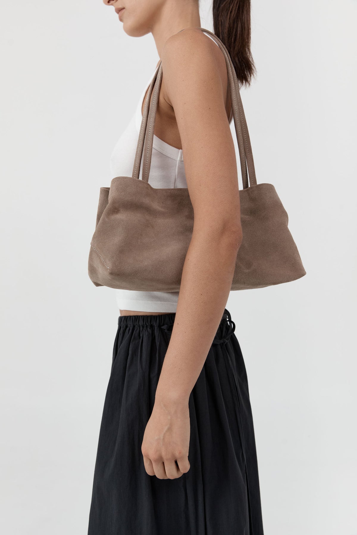 Suede Origami Tote - Almond