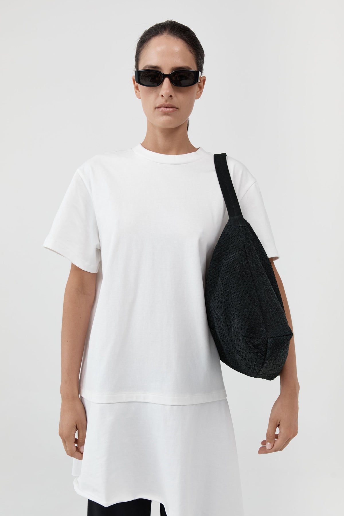 Suede Woven Hobo Bag - Washed Black