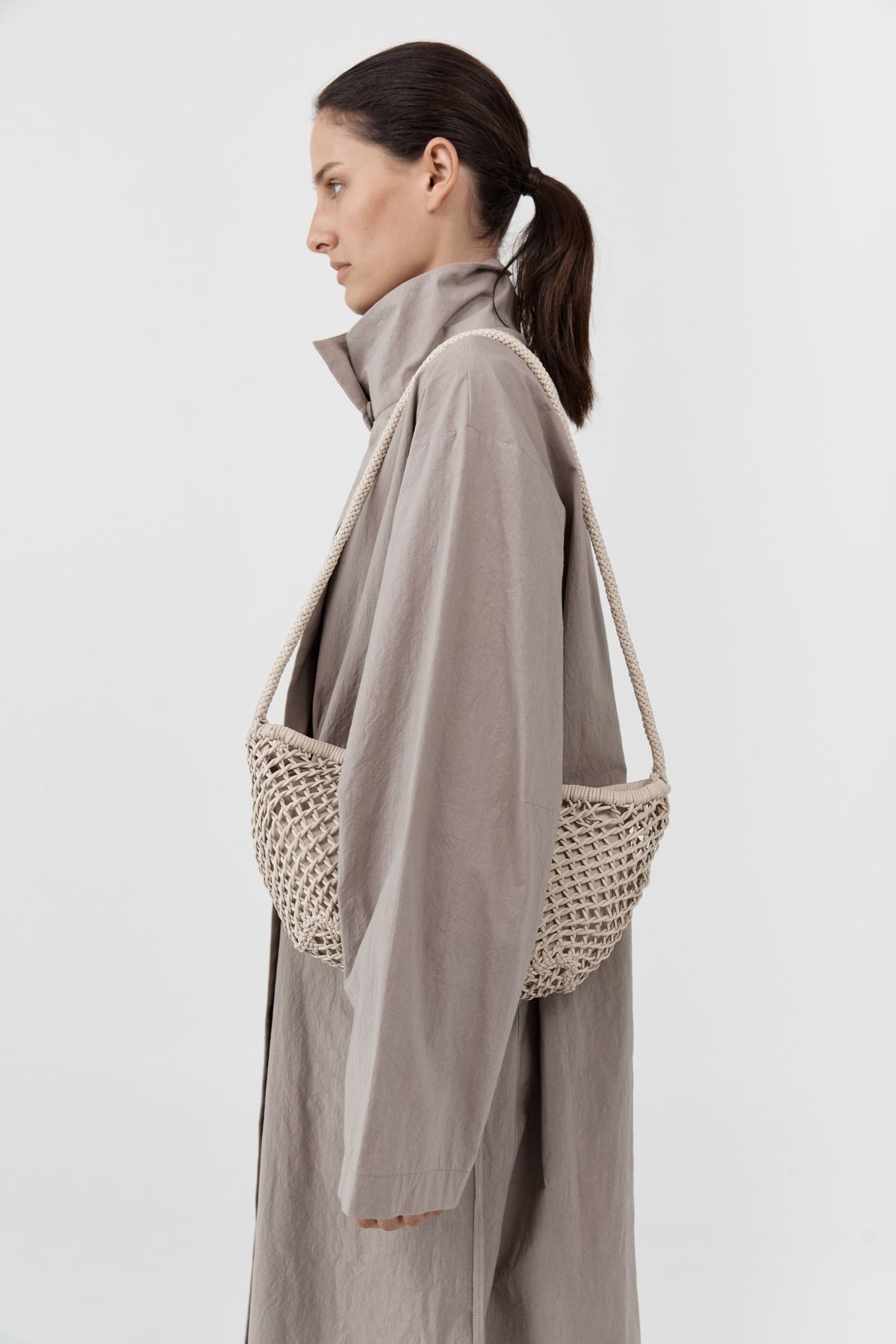 Mesh Crescent Bag - Ecru