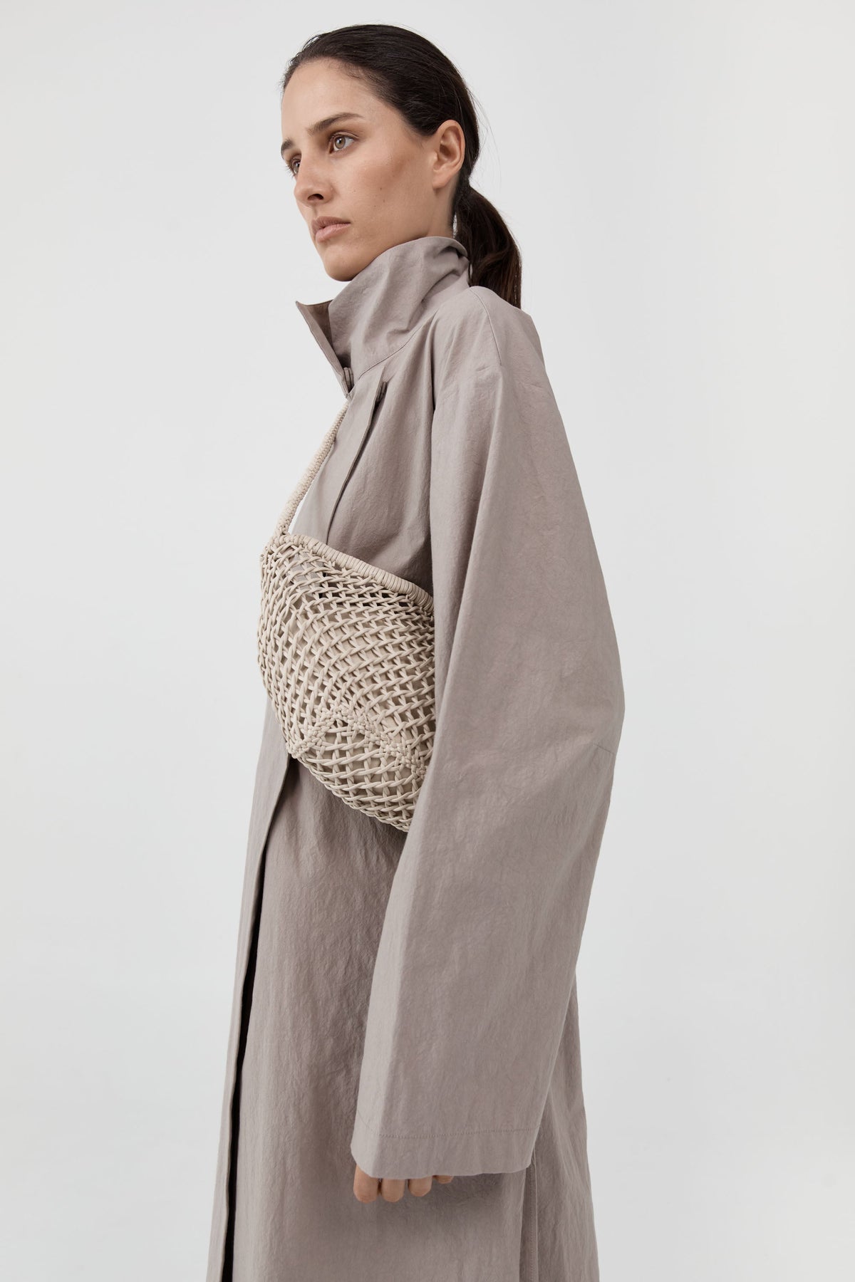 Mesh Crescent Bag - Ecru