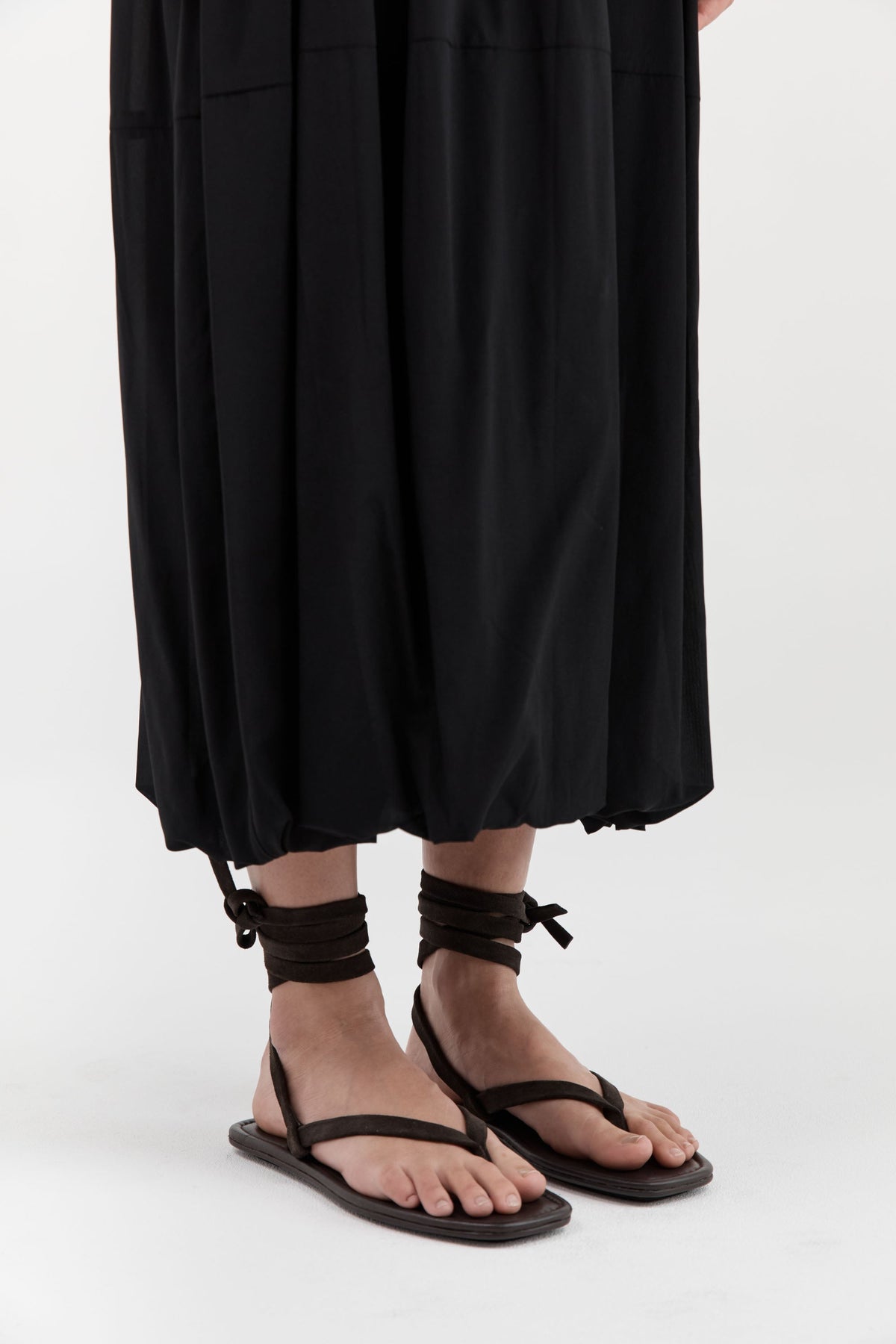 Suede Tie Up Sandal - Coffee