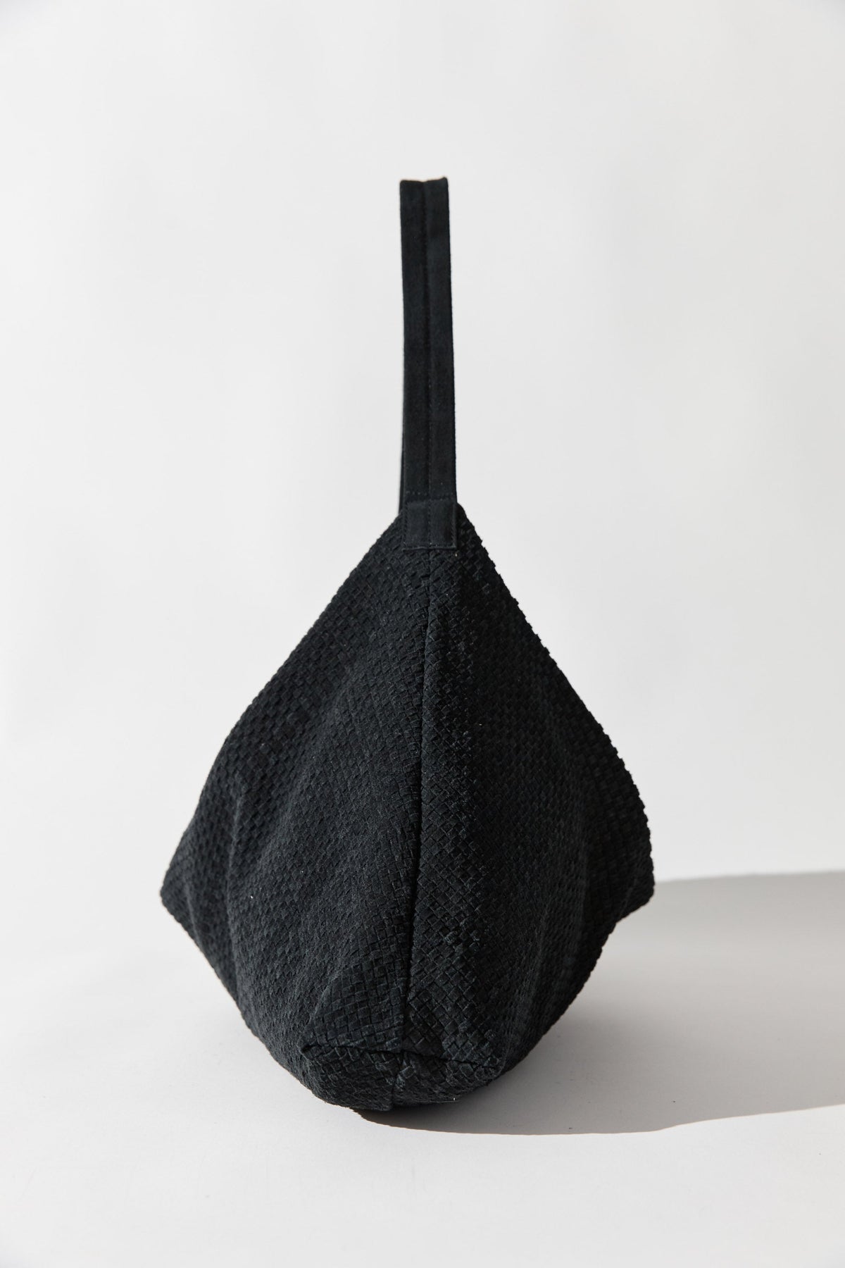 Suede Woven Hobo Bag - Washed Black