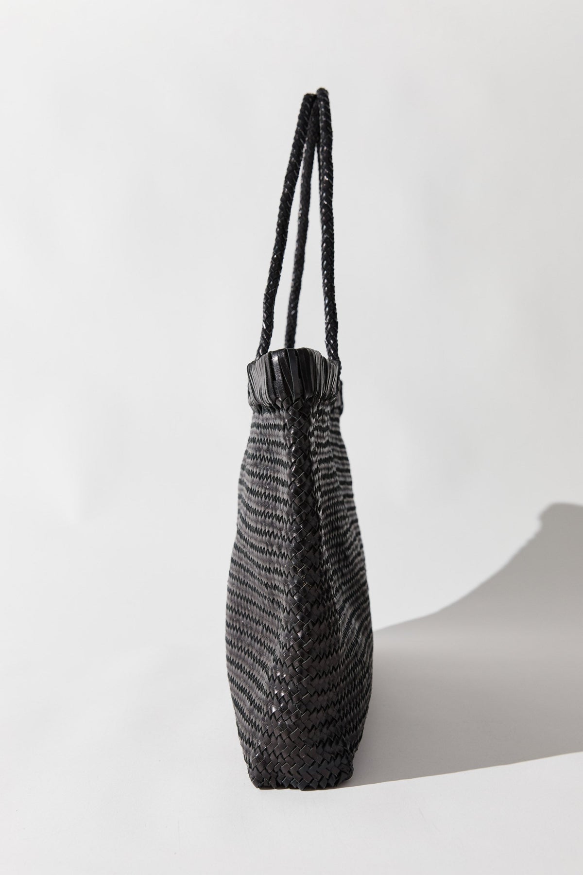 Wide Bagu Woven Tote - Black