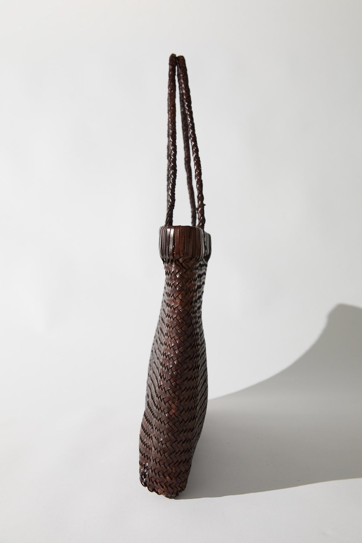 Wide Bagu Woven Tote - Chocolate