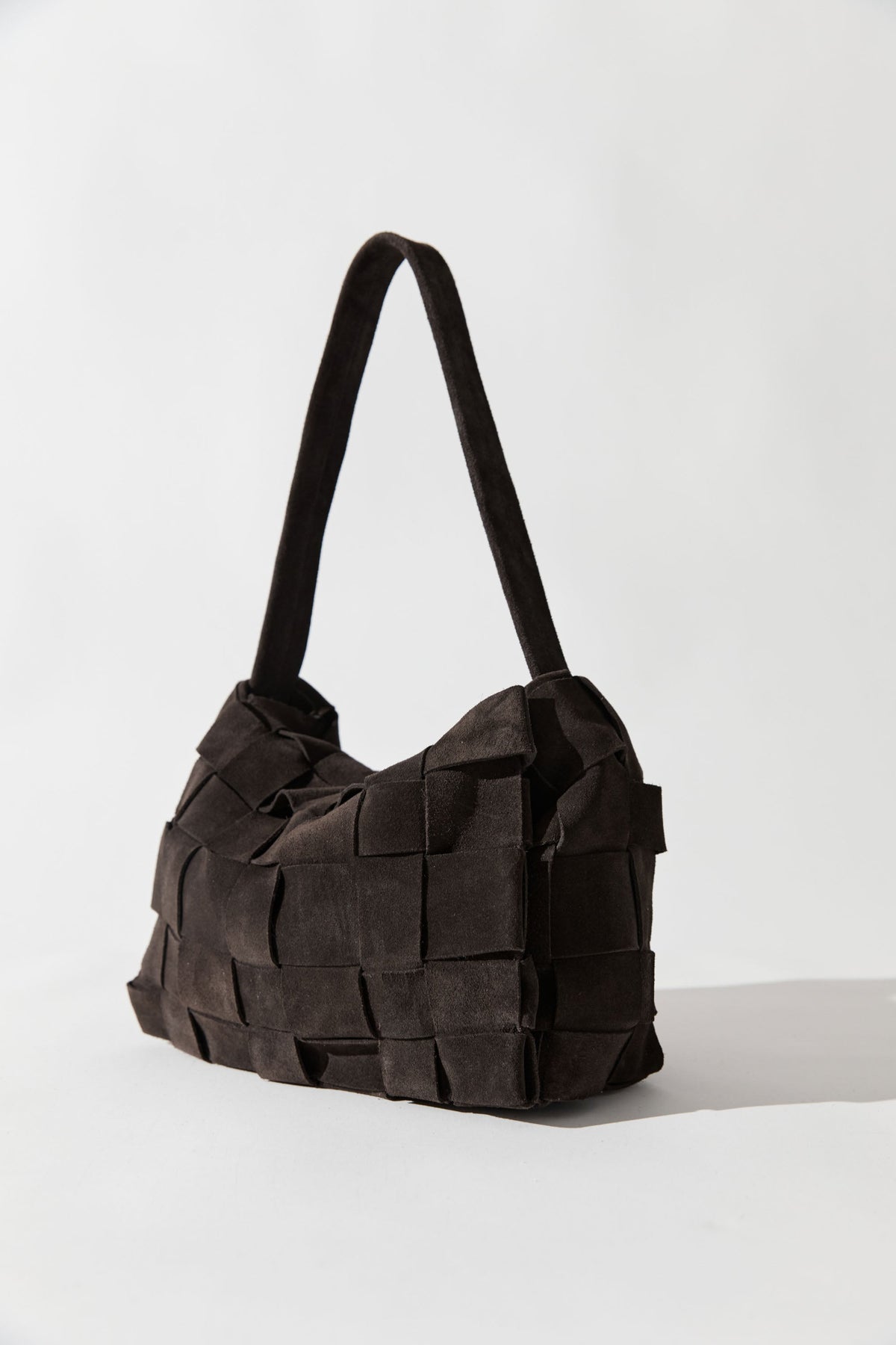 Suede Woven Envelope Mini Tote - Coffee