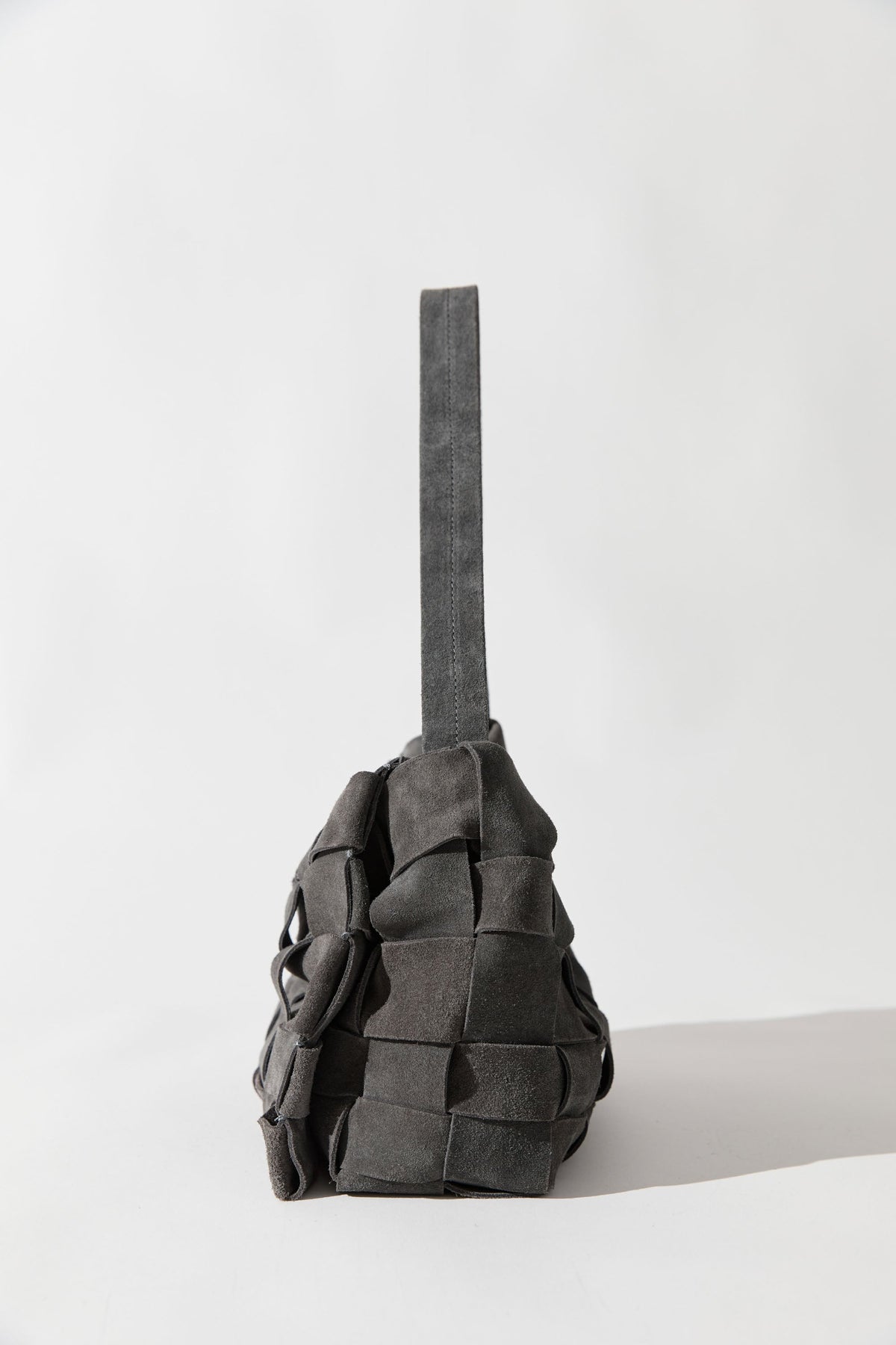 Suede Woven Envelope Mini Tote - Steel