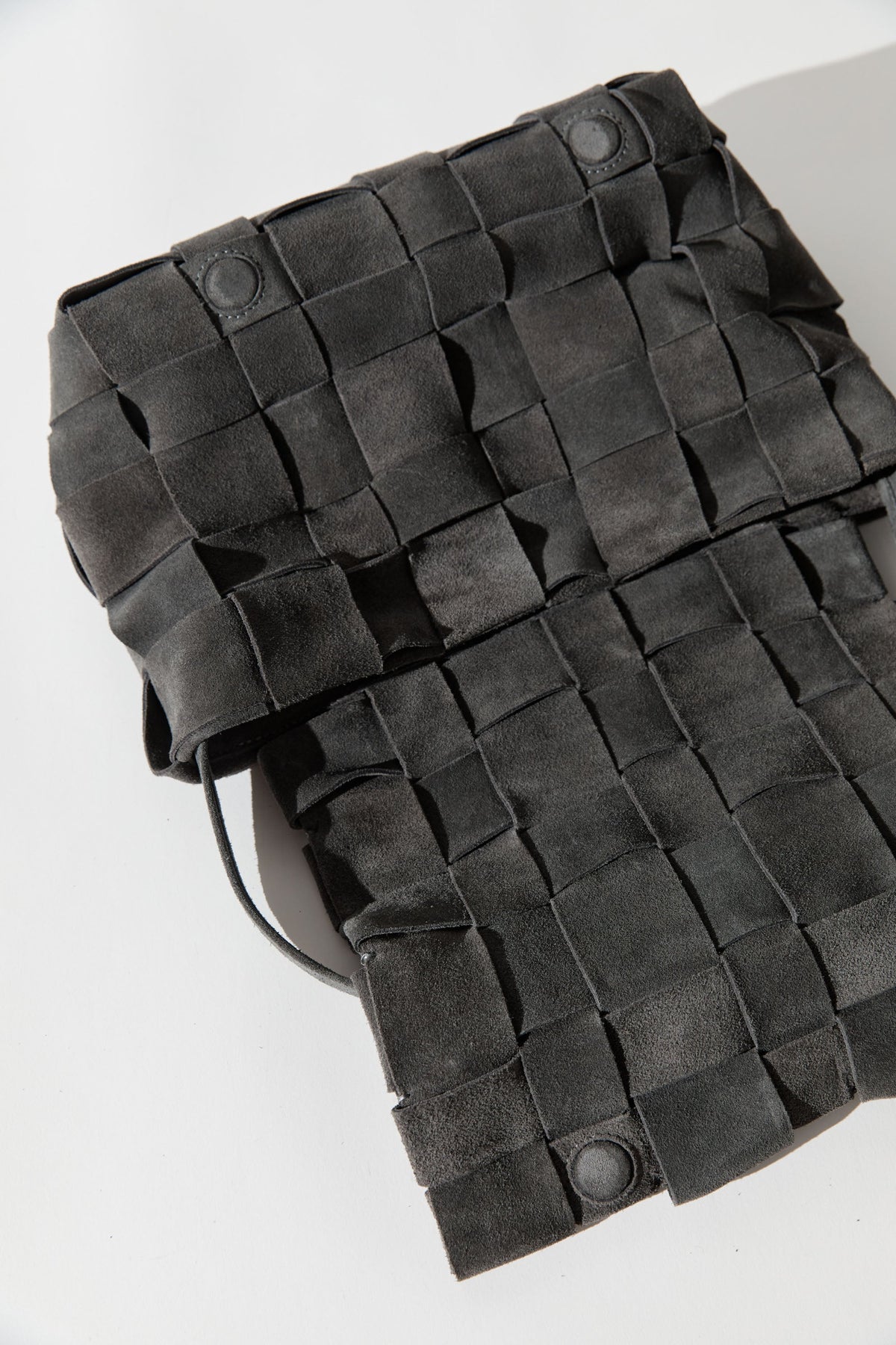 Suede Woven Envelope Mini Tote - Steel