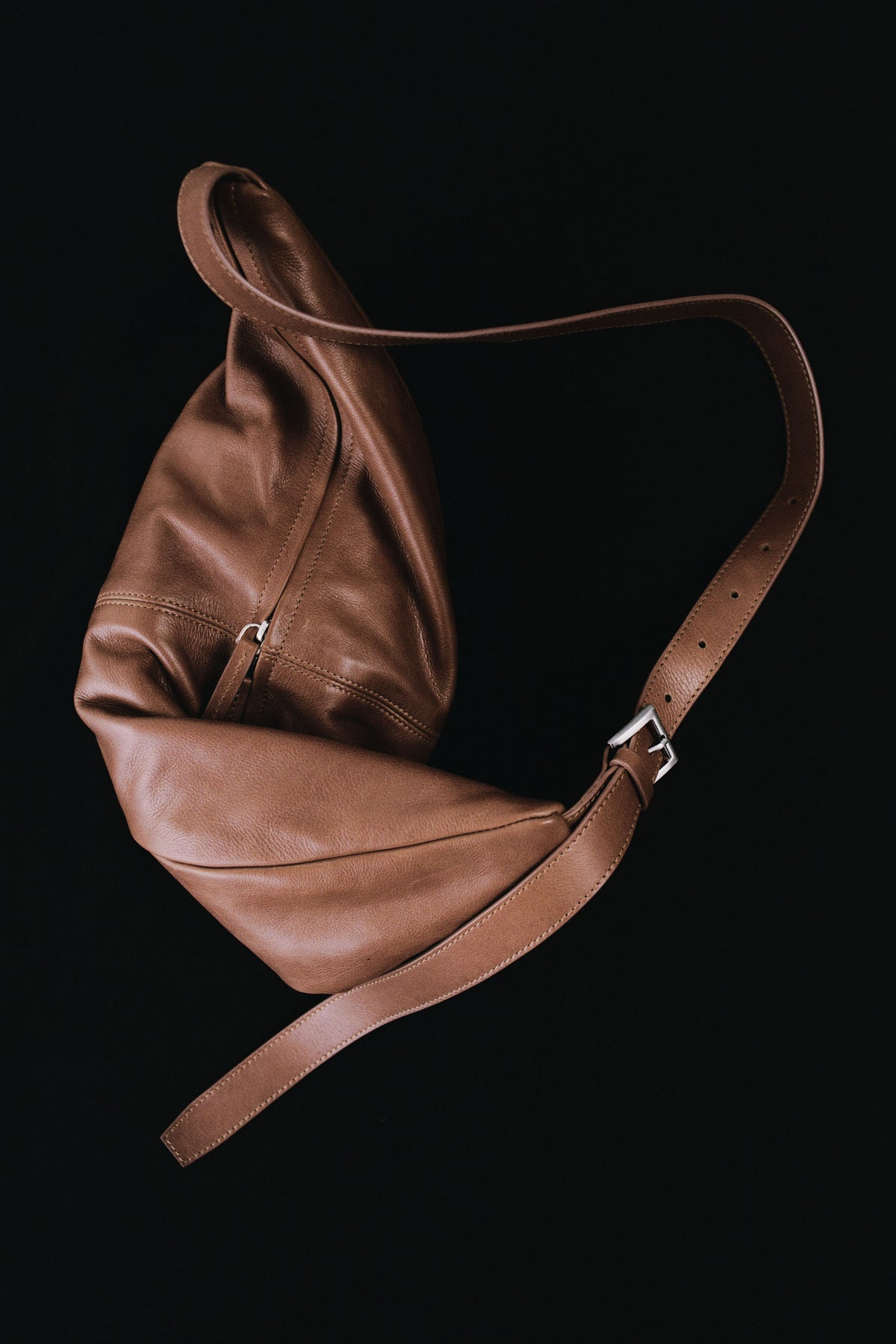 Adjustable Slim Crescent Bag - Chestnut
