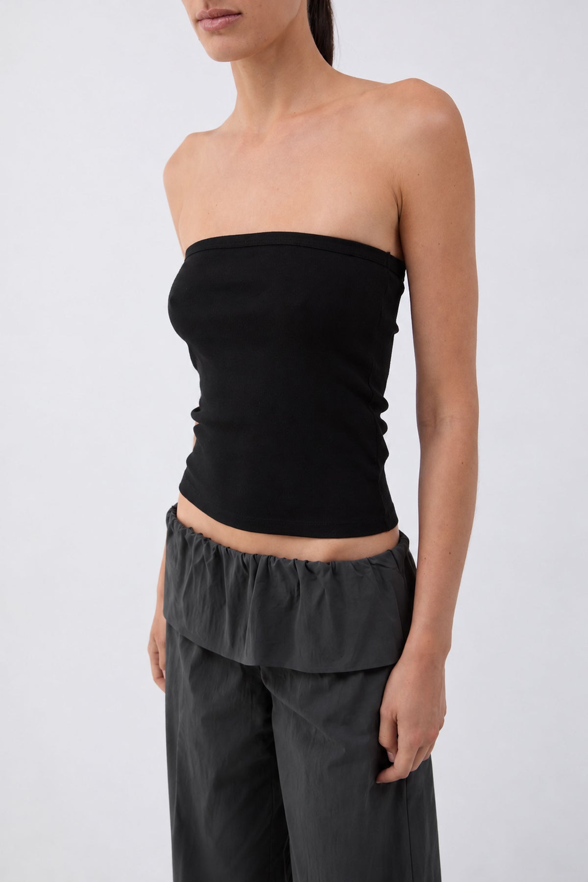 Organic Cotton 90s Strapless Top - Jet Black