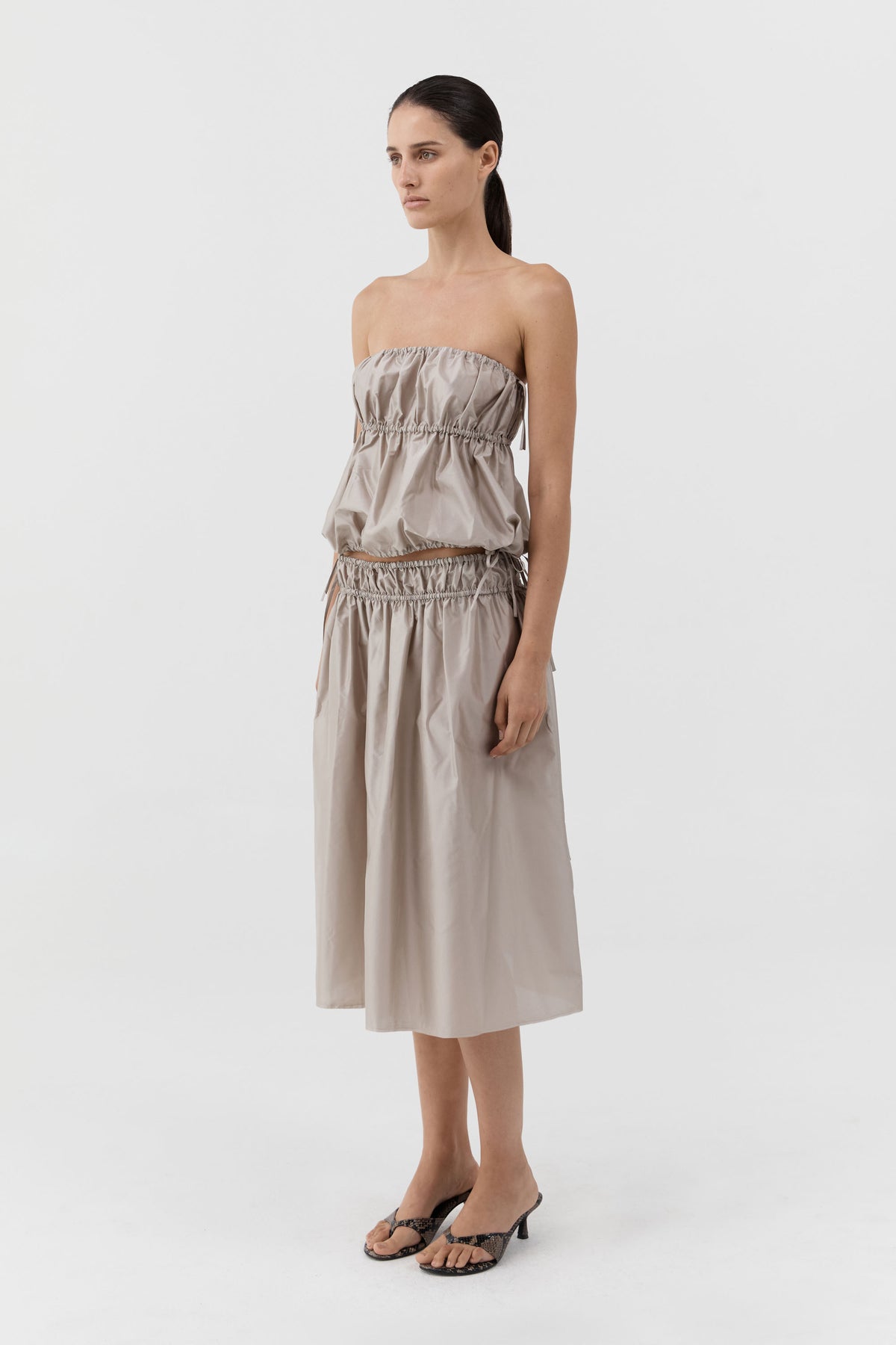 Paper Taffeta Drawstring Skirt - Fog
