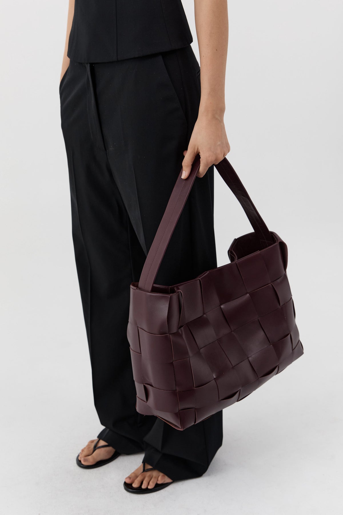 Woven Large Tote - Plum