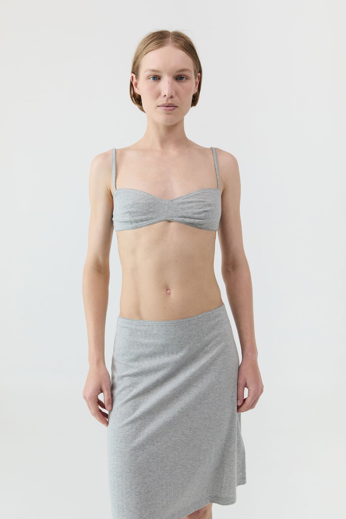 Pointelle Bralette - Grey Marle