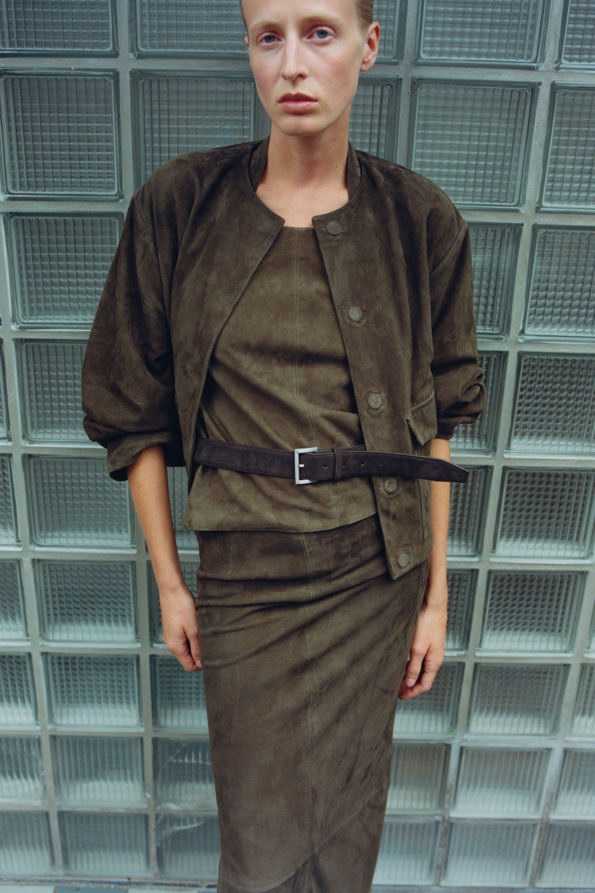 Suede Apron Top - Khaki