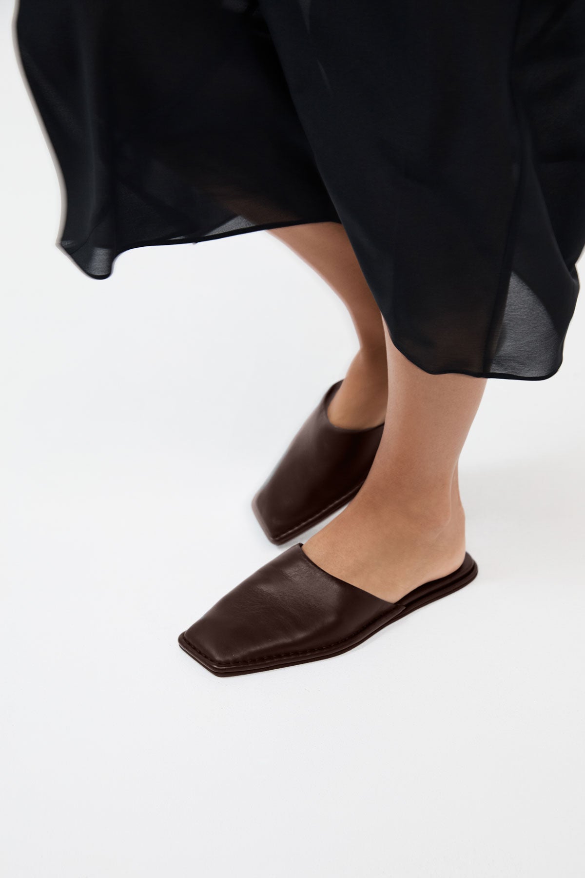 Soft Square Toe Flat - Chocolate