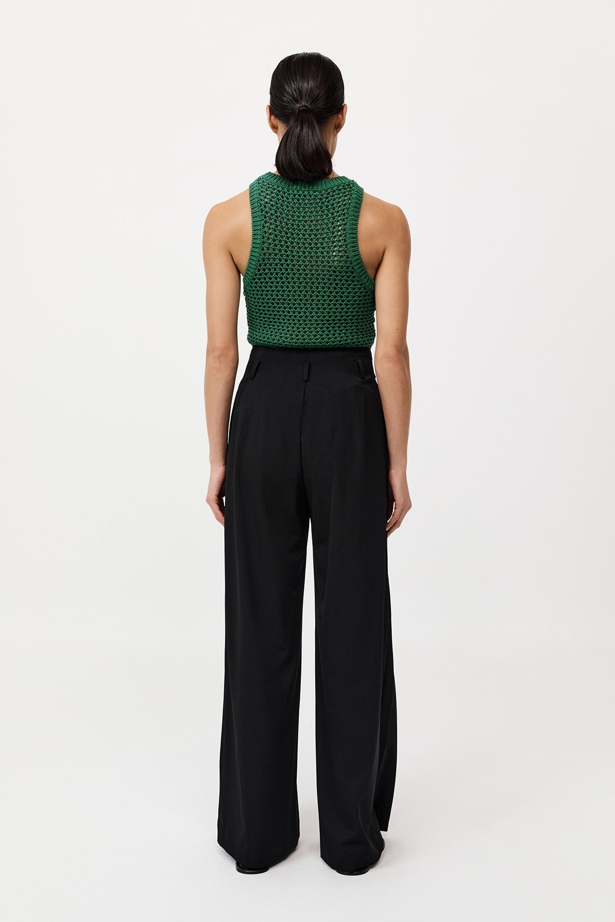 Cotton Paperbag Waist Trousers - Black