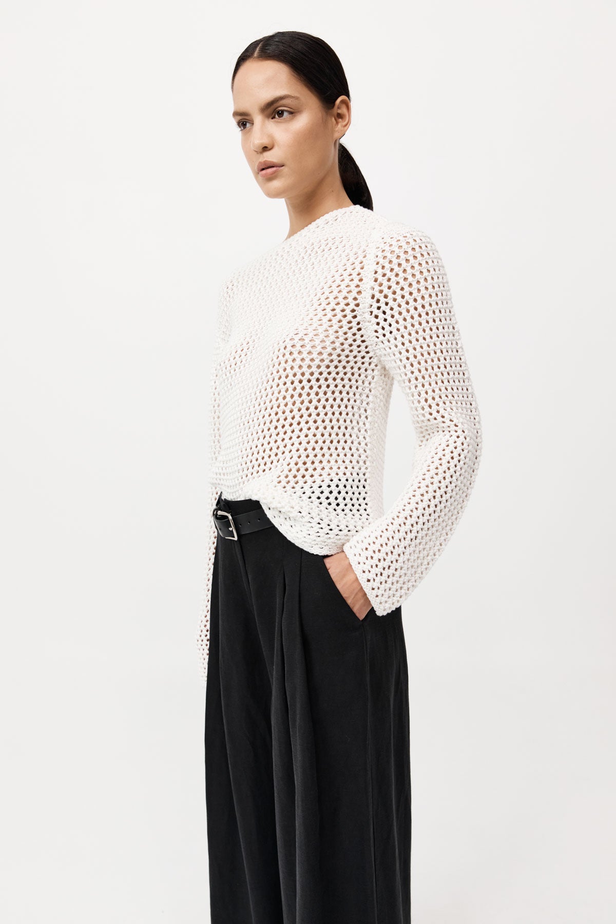Cotton Crochet Jumper - Off White