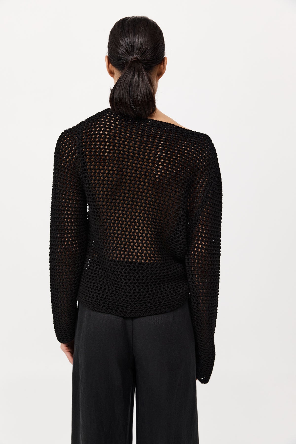 Cotton Crochet Jumper - Black