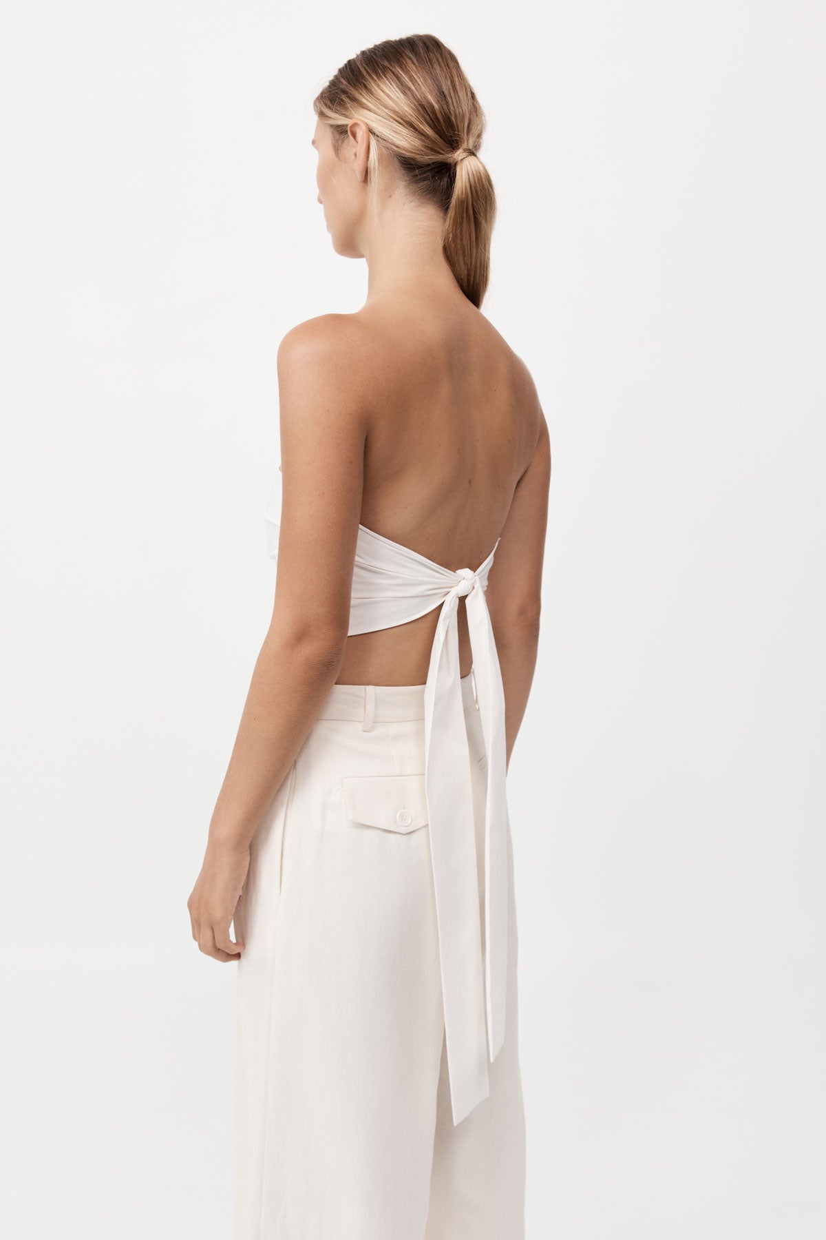 Strapless Tie Back Top - Off White