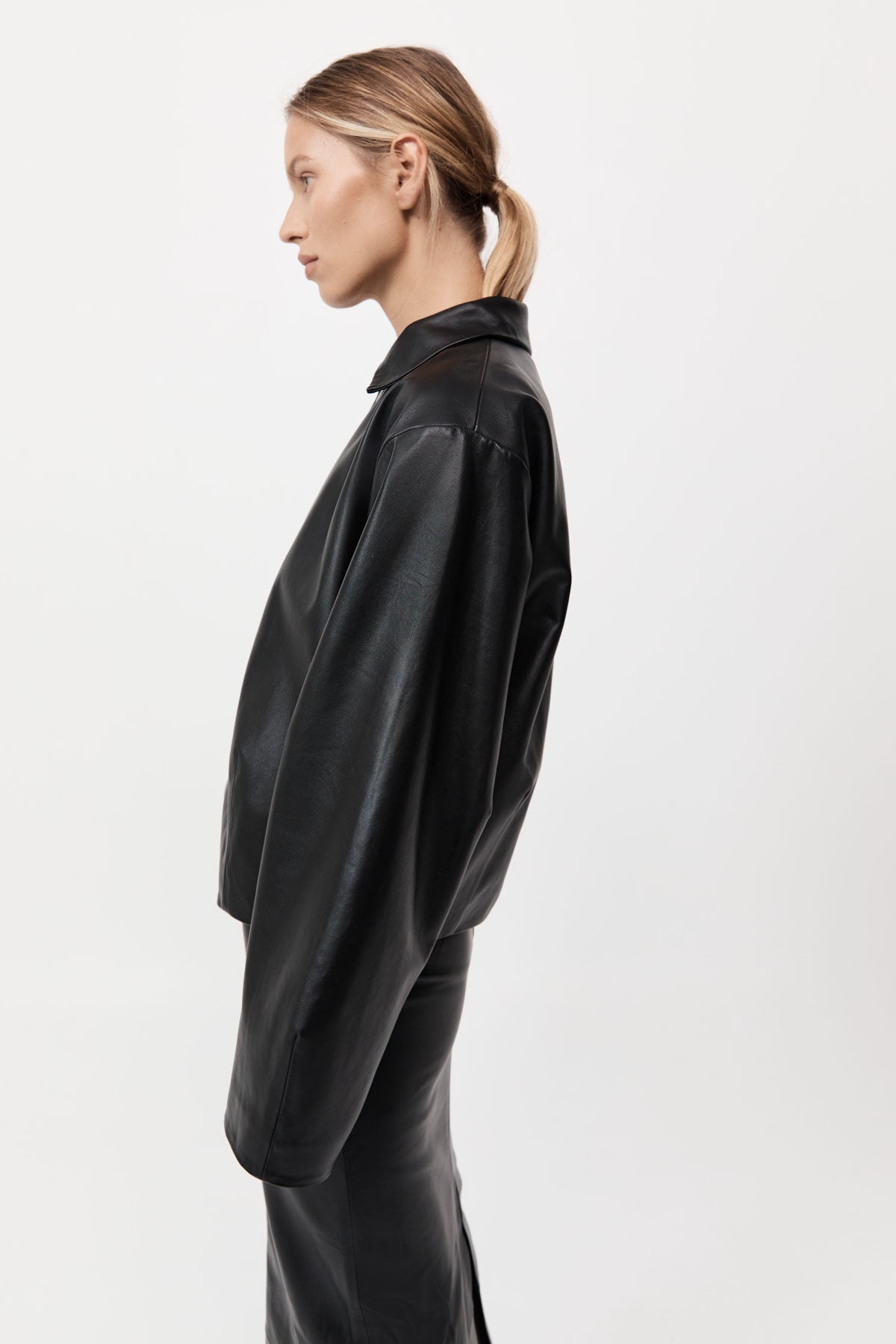 Cocoon Leather Jacket - Black