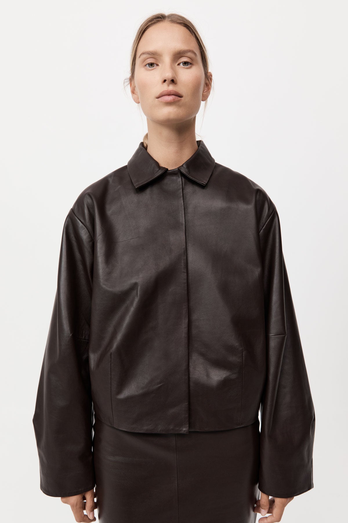 Cocoon Leather Jacket - Chocolate