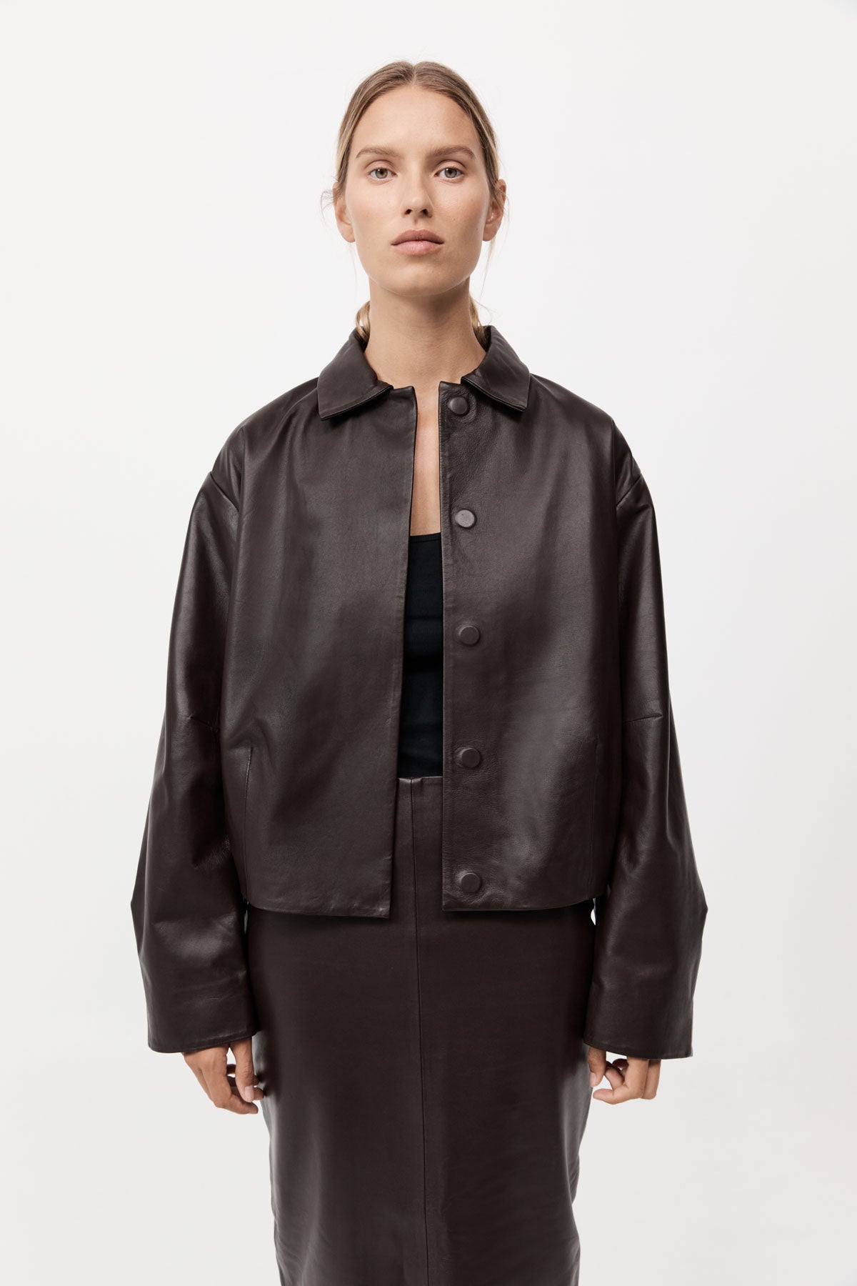 Cocoon Leather Jacket - Chocolate