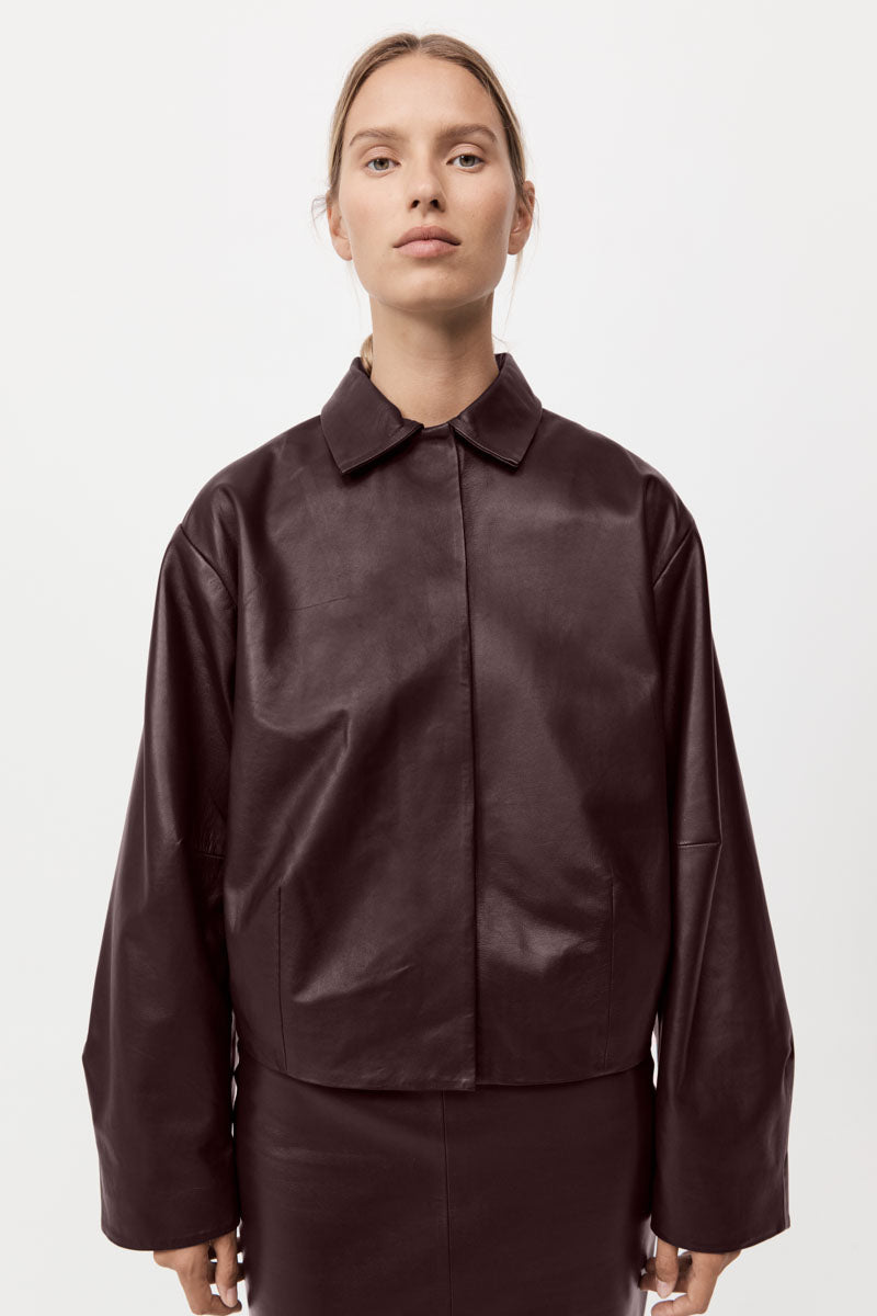 Cocoon Leather Jacket - Bordeaux