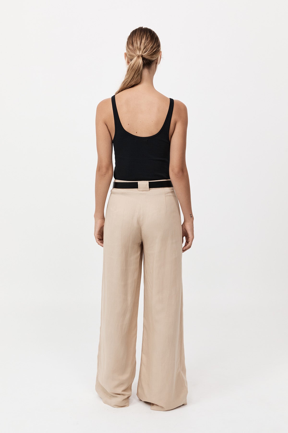 Wide Leg Pleat Pants - Dune