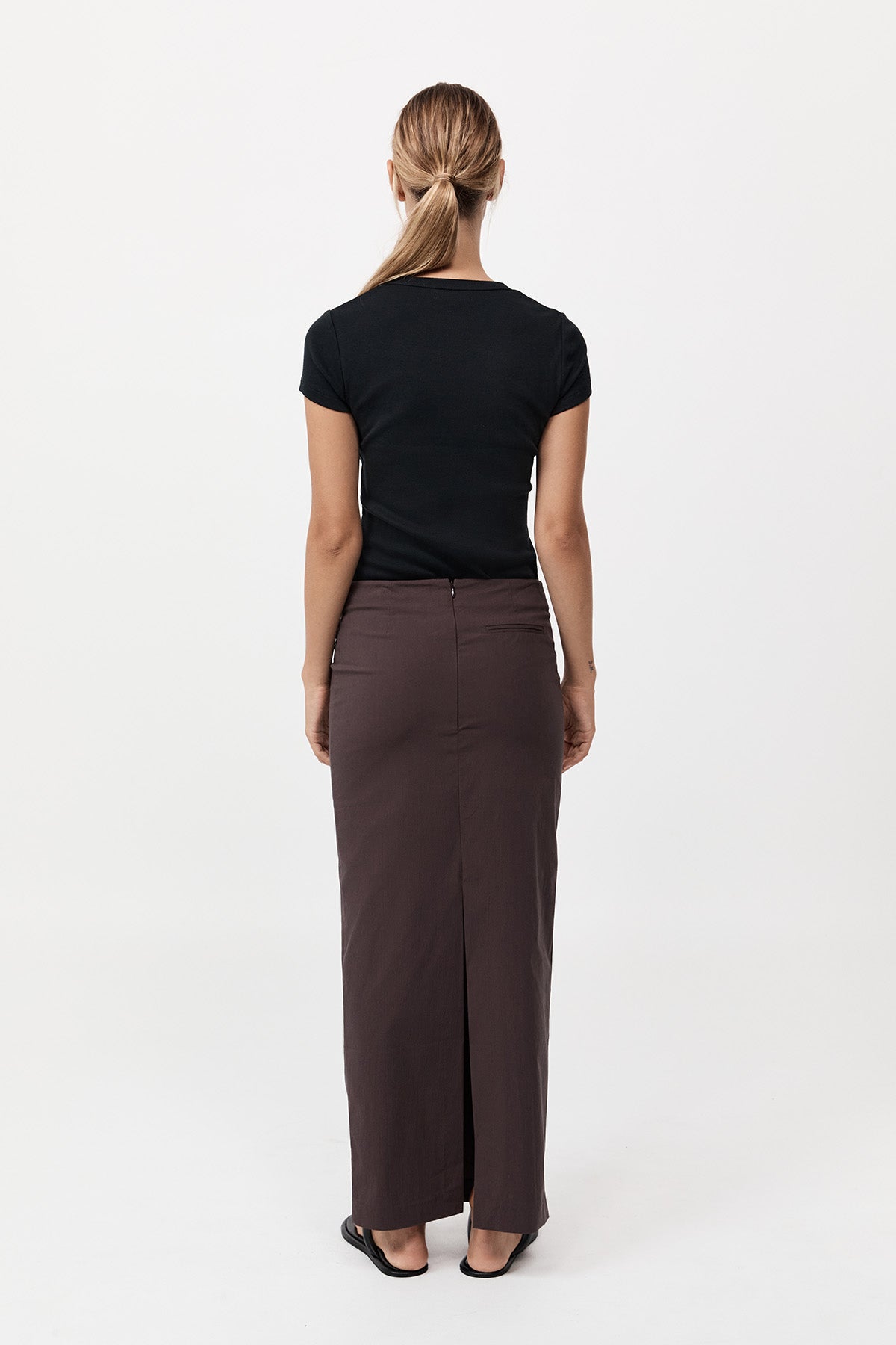 Minimal Column Skirt - Chocolate Plum