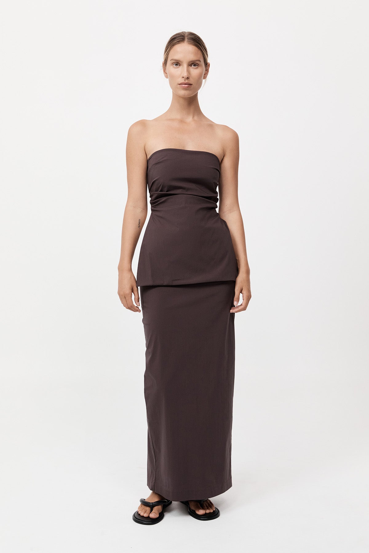 Minimal Column Skirt - Chocolate Plum
