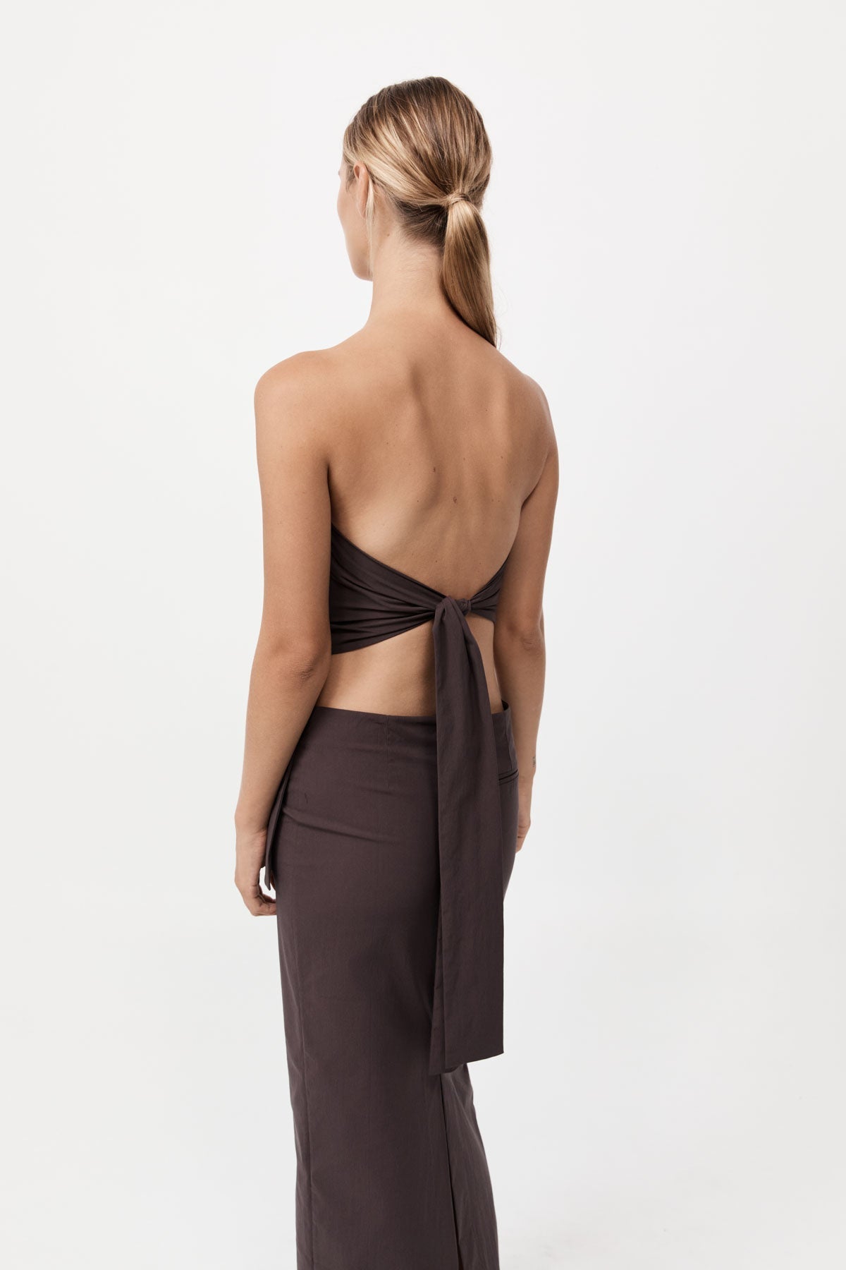 Strapless Tie Back Top - Chocolate Plum