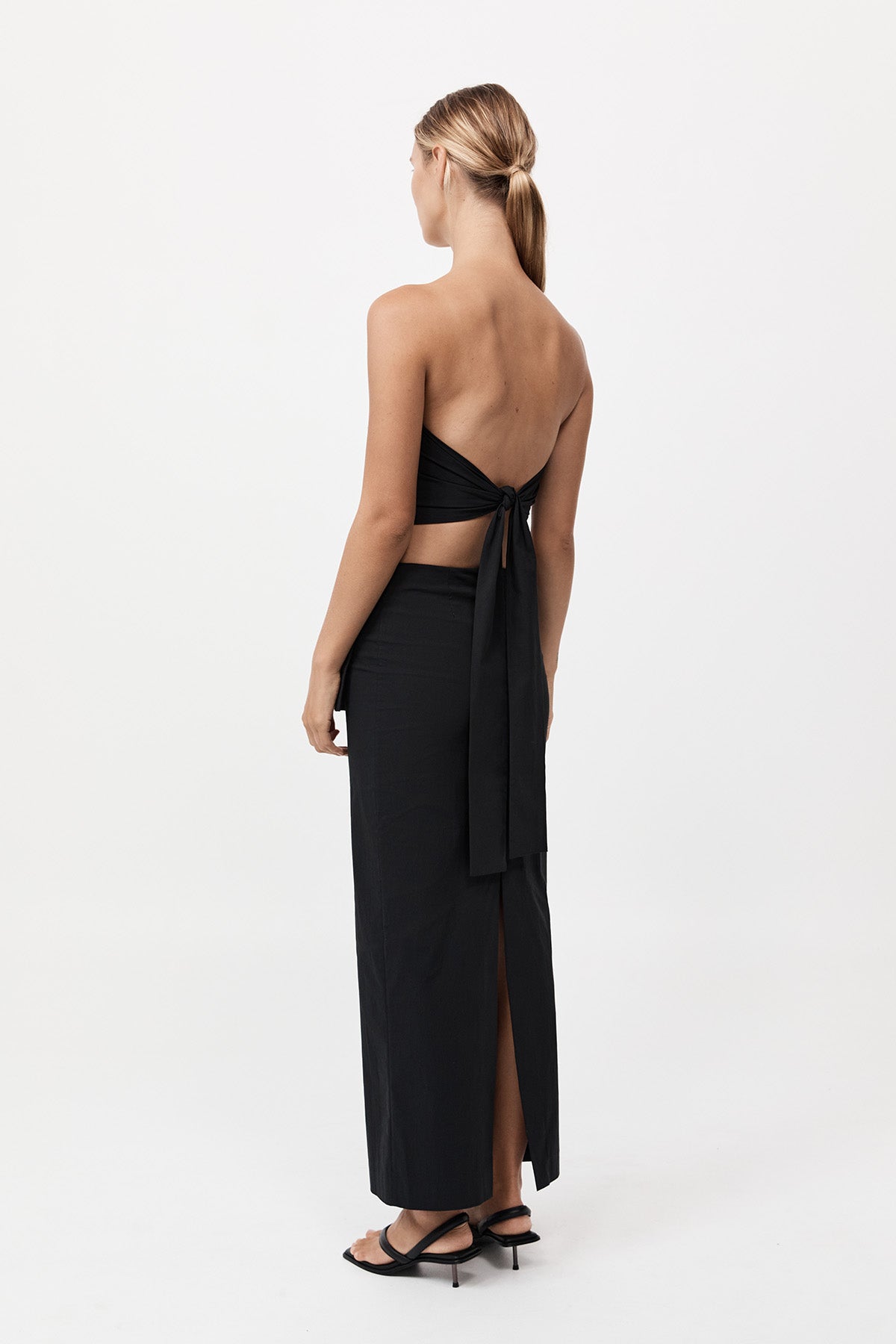 Strapless Tie Back Top - Black