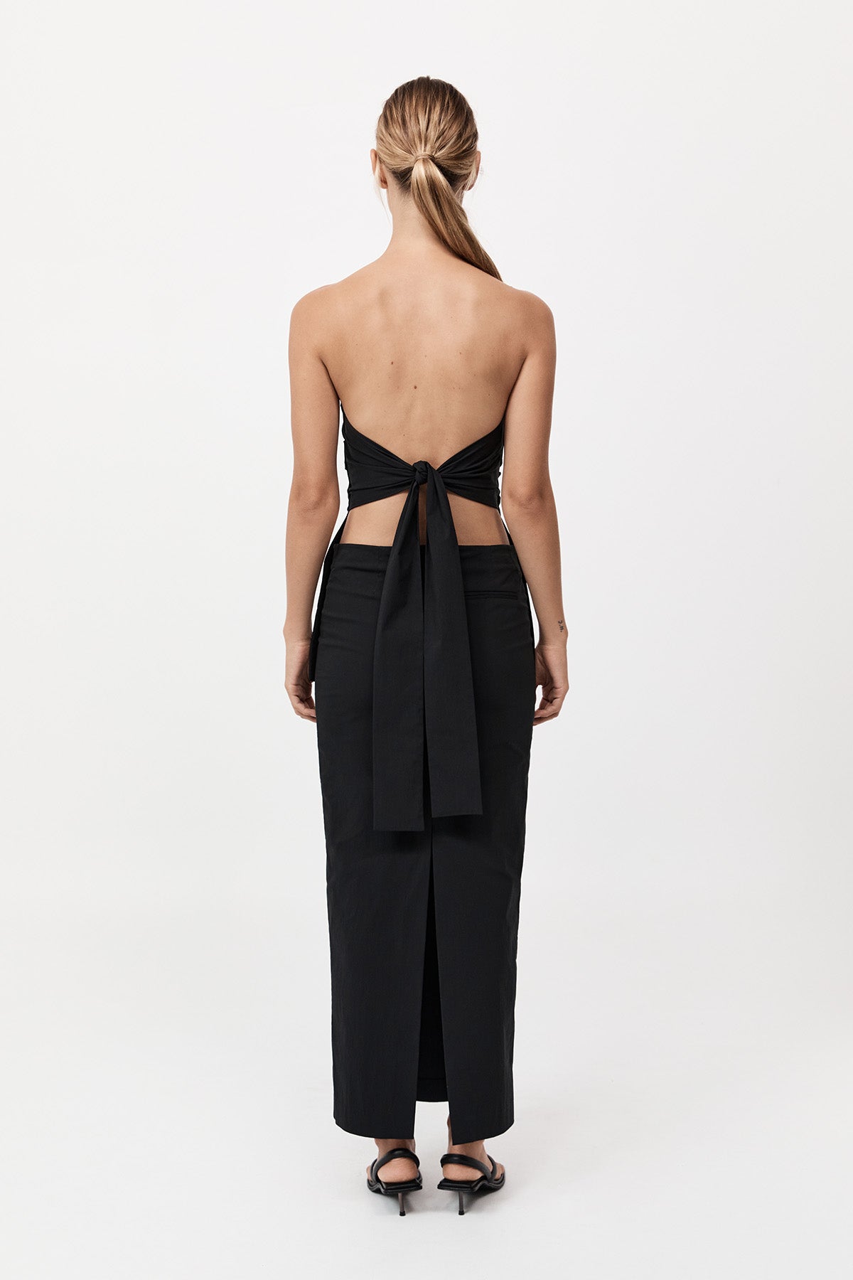 Strapless Tie Back Top - Black